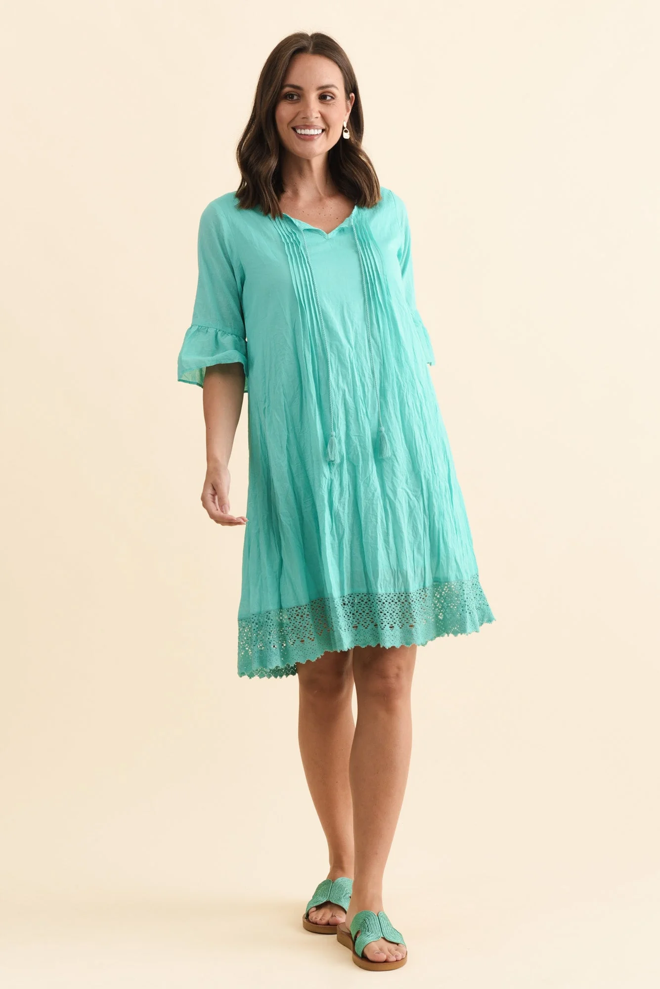 Cayman Sky Blue Cotton Tunic Dress - Image 6