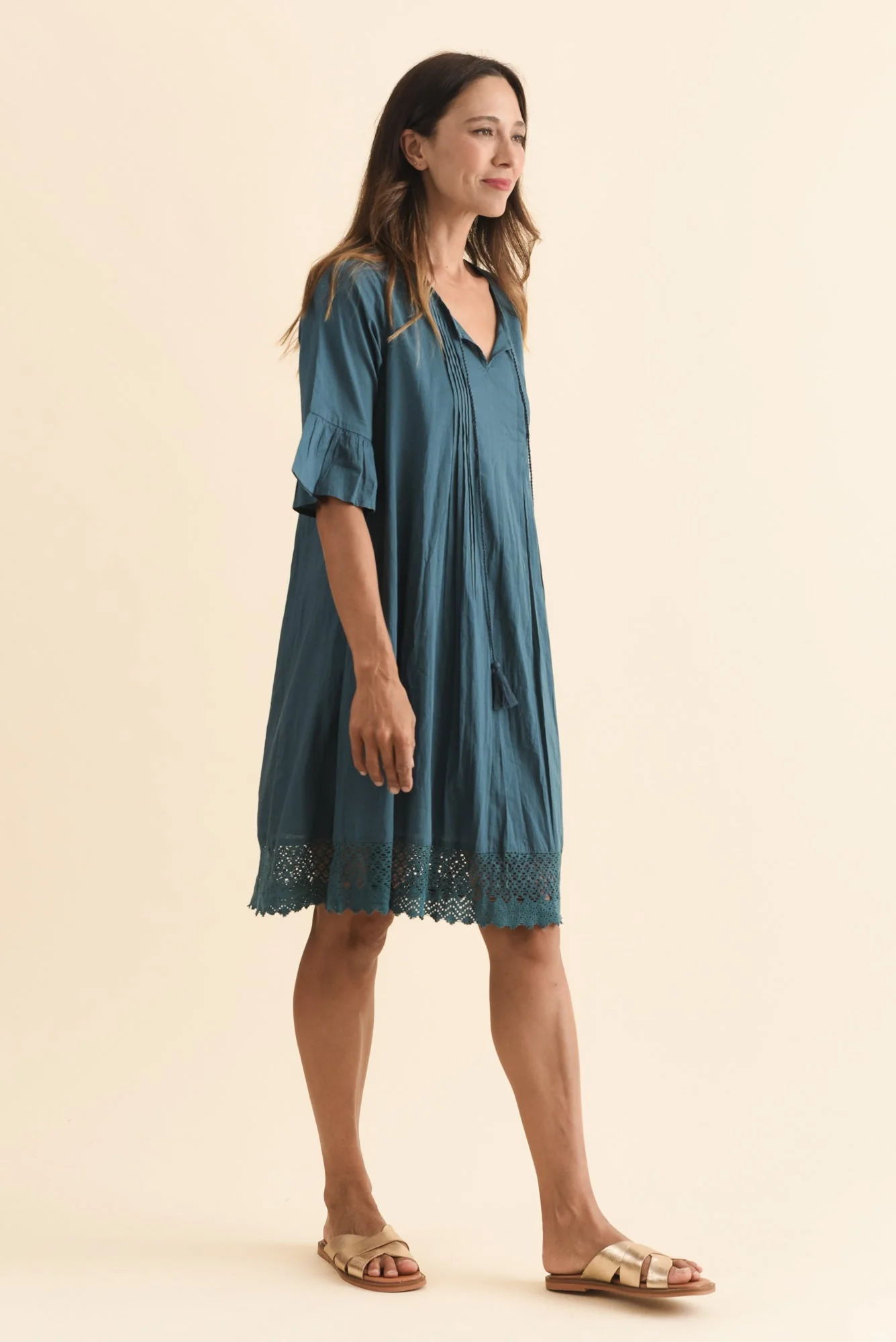 Cayman Teal Cotton Tunic Dress - Image 3