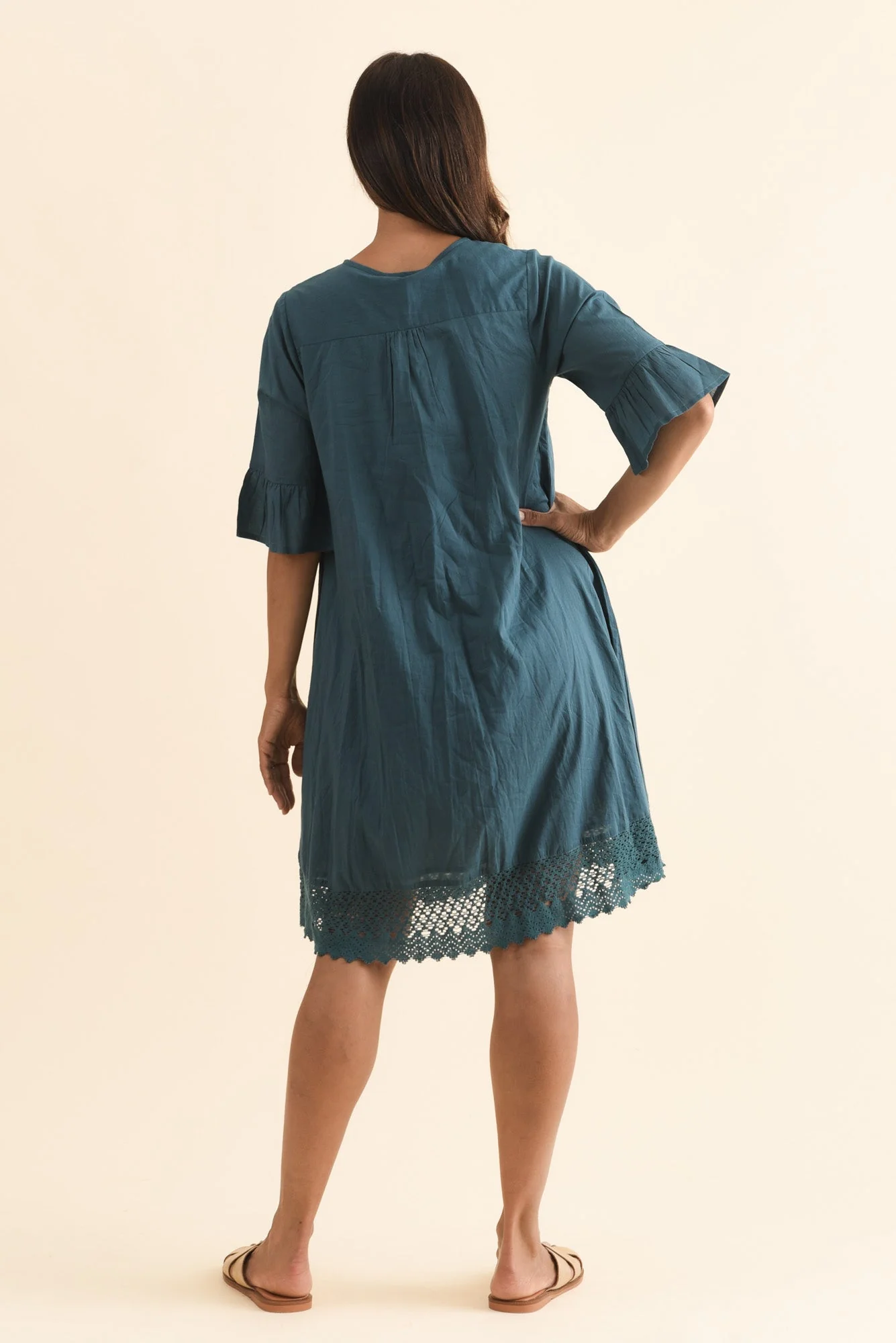Cayman Teal Cotton Tunic Dress - Image 4