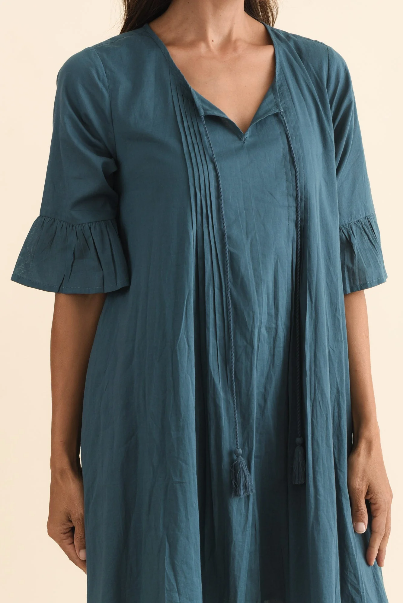 Cayman Teal Cotton Tunic Dress - Image 5