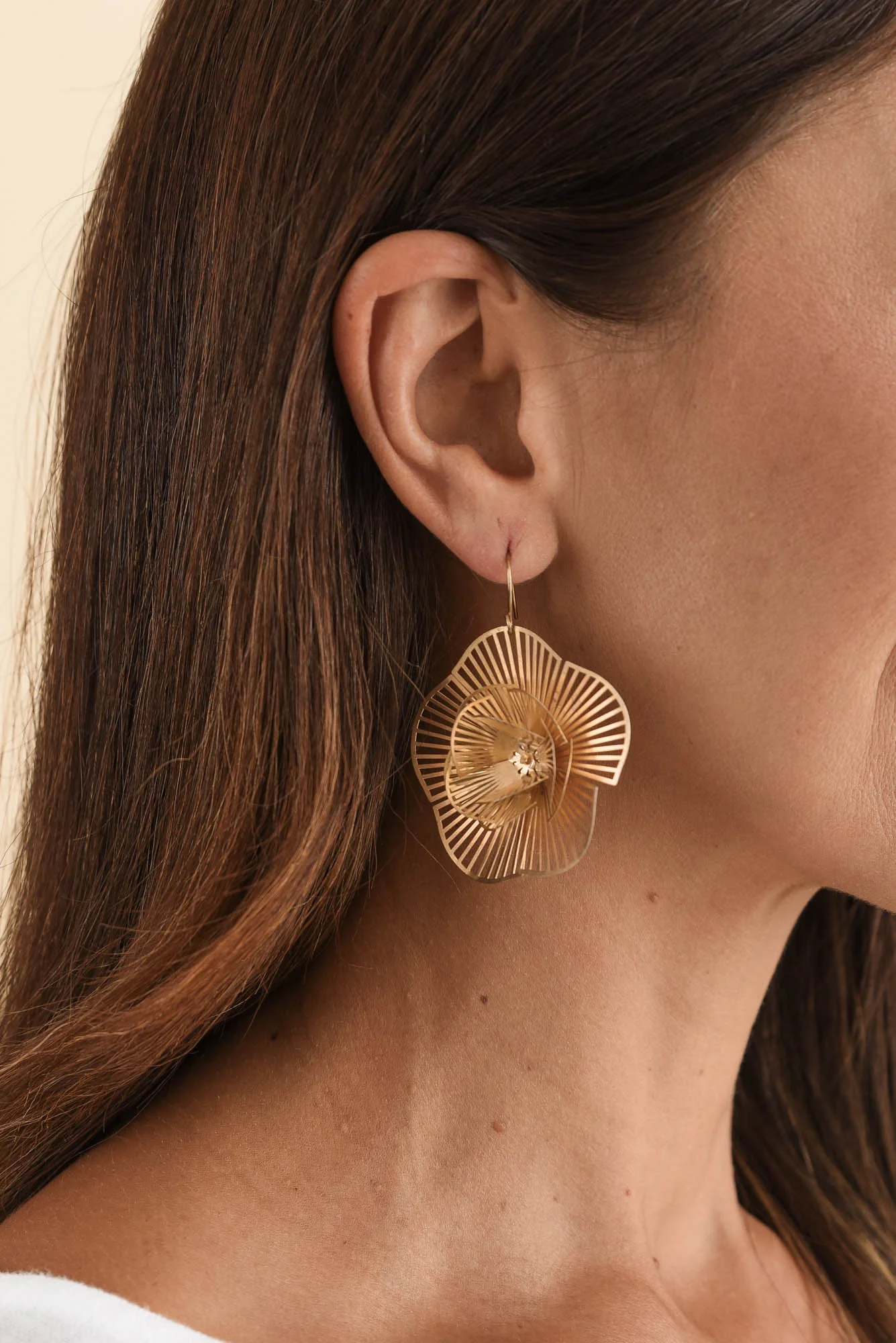 Caz Gold Flower Drop Earrings - Image 2