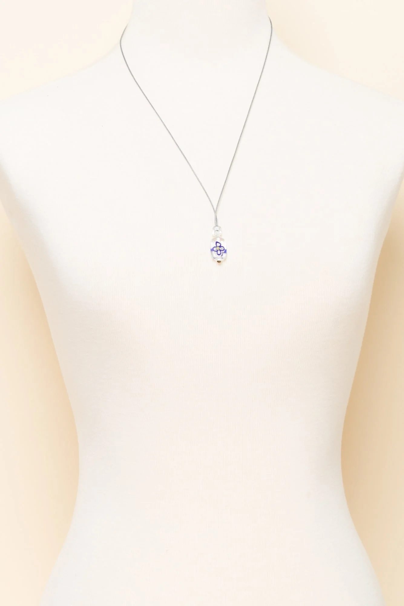 Cecily Blue Flower Glass Beaded Necklace - Image 2