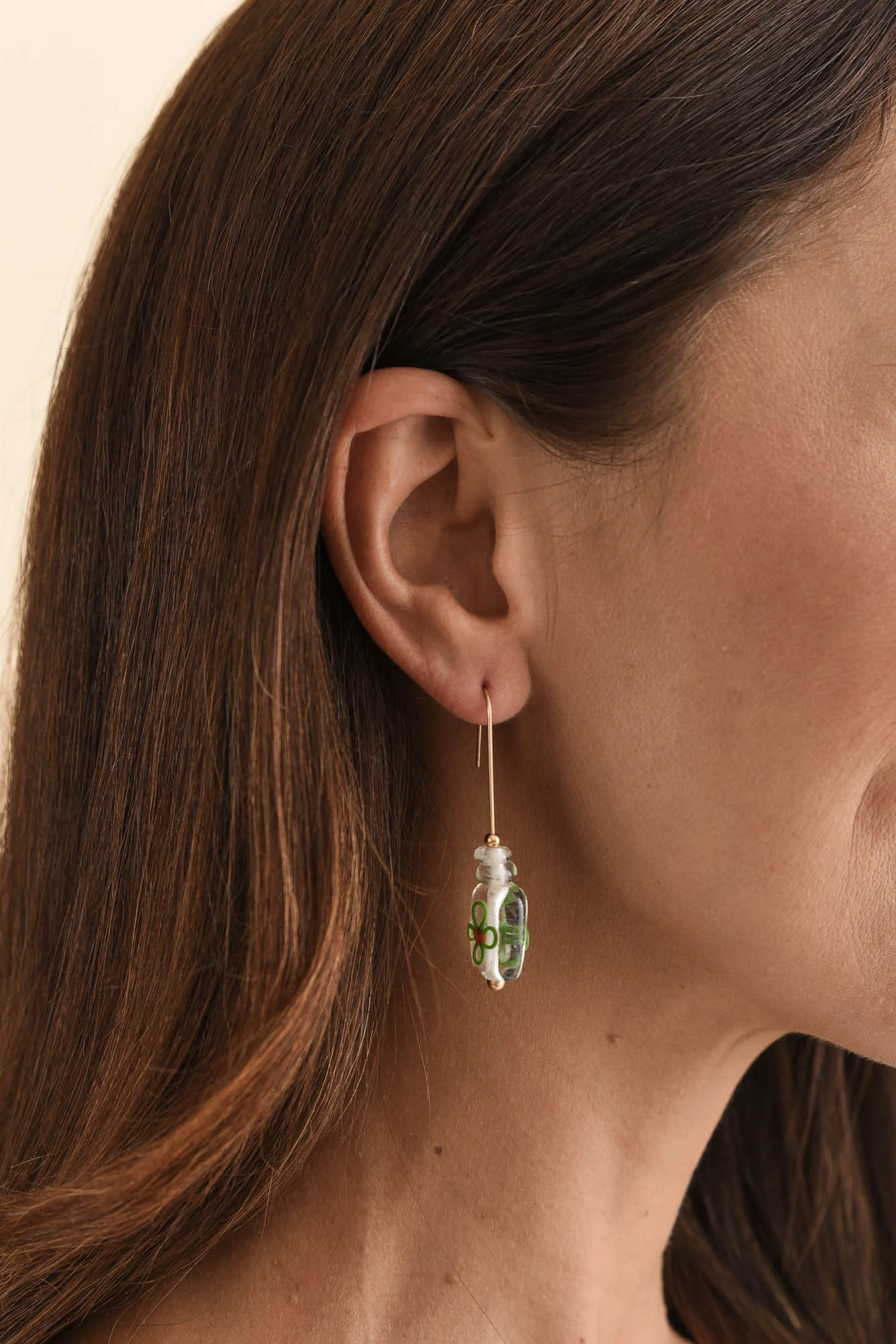 Celia Green Flower Glass Hook Earrings - Image 2