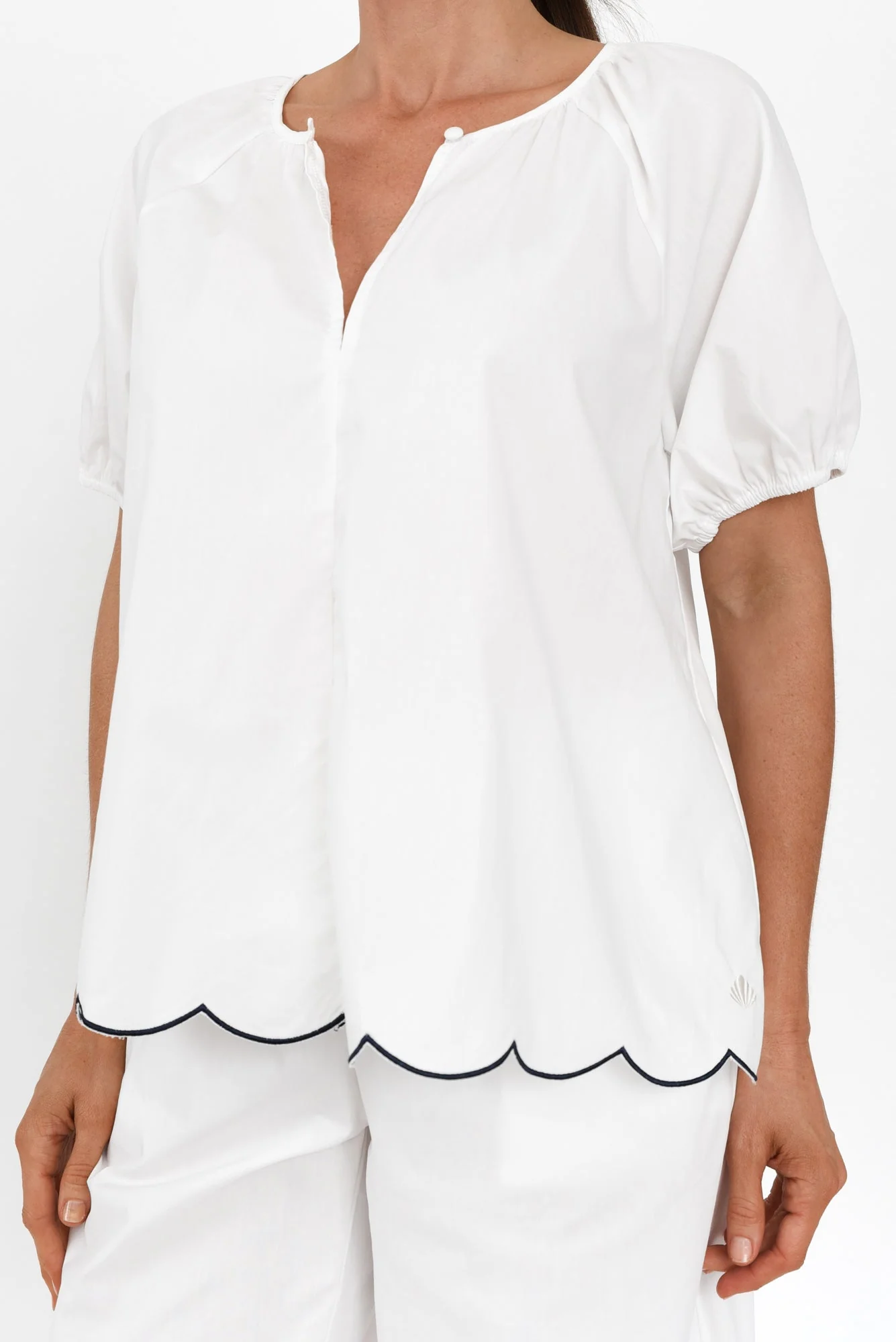Celia White Cotton Pyjama Top - Image 5
