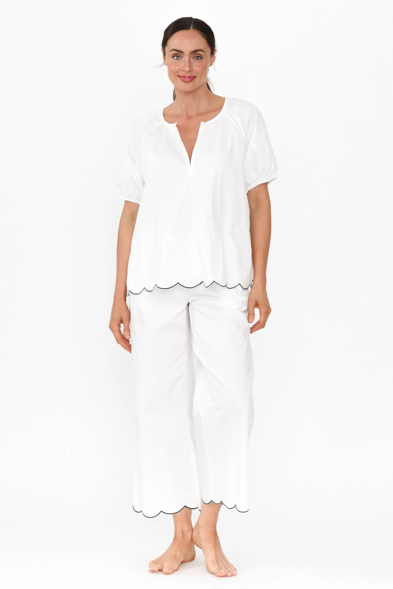 Celia White Cotton Pyjama Top - Image 6
