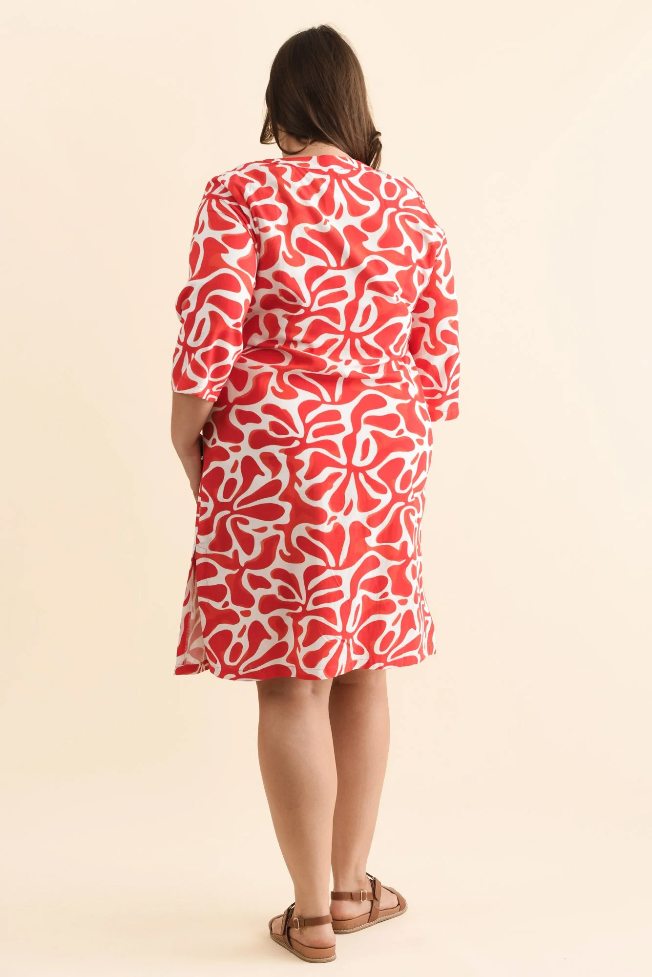 Celine Red Splash Linen Cotton Dress - Image 10