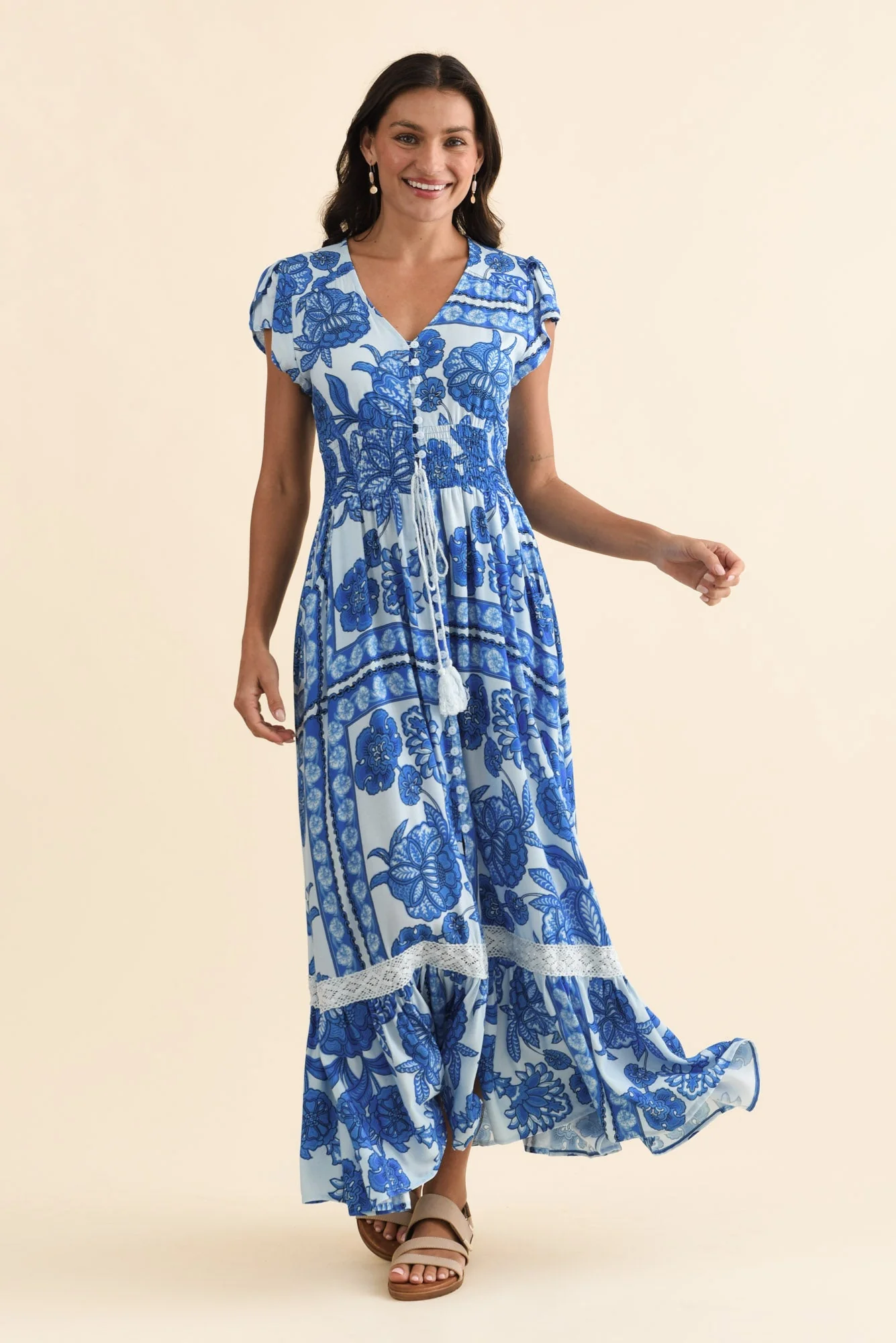 Chappelle Blue Bloom Button Dress - Image 2