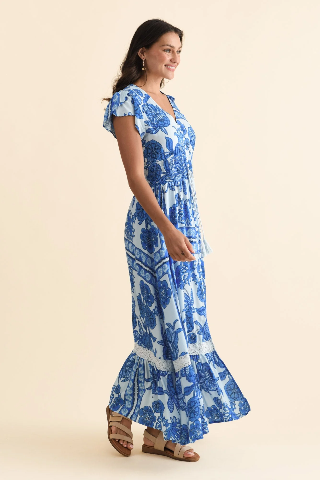 Chappelle Blue Bloom Button Dress - Image 3