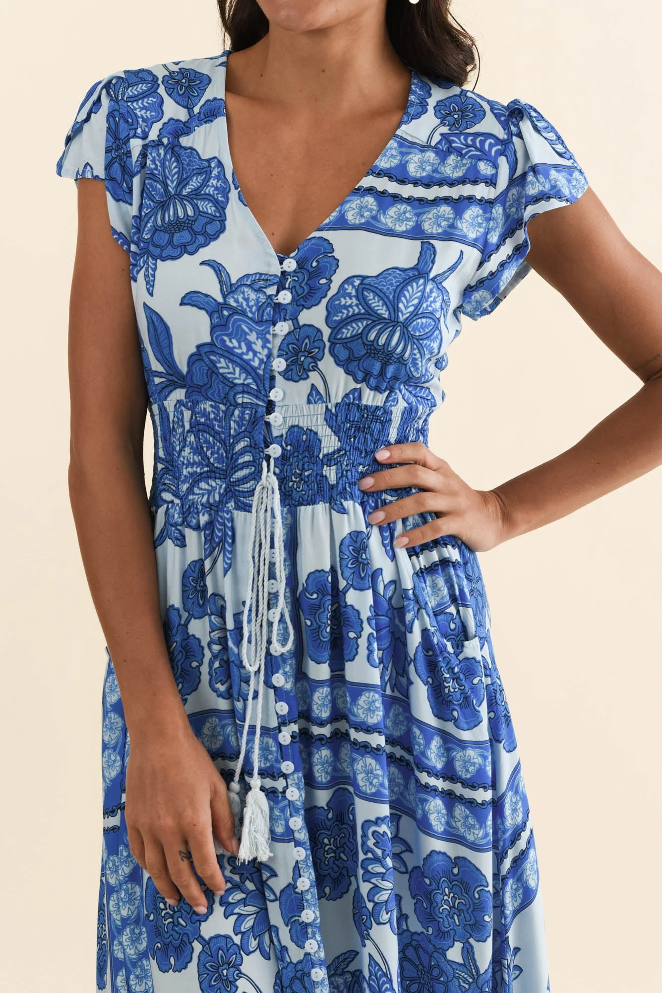 Chappelle Blue Bloom Button Dress - Image 5