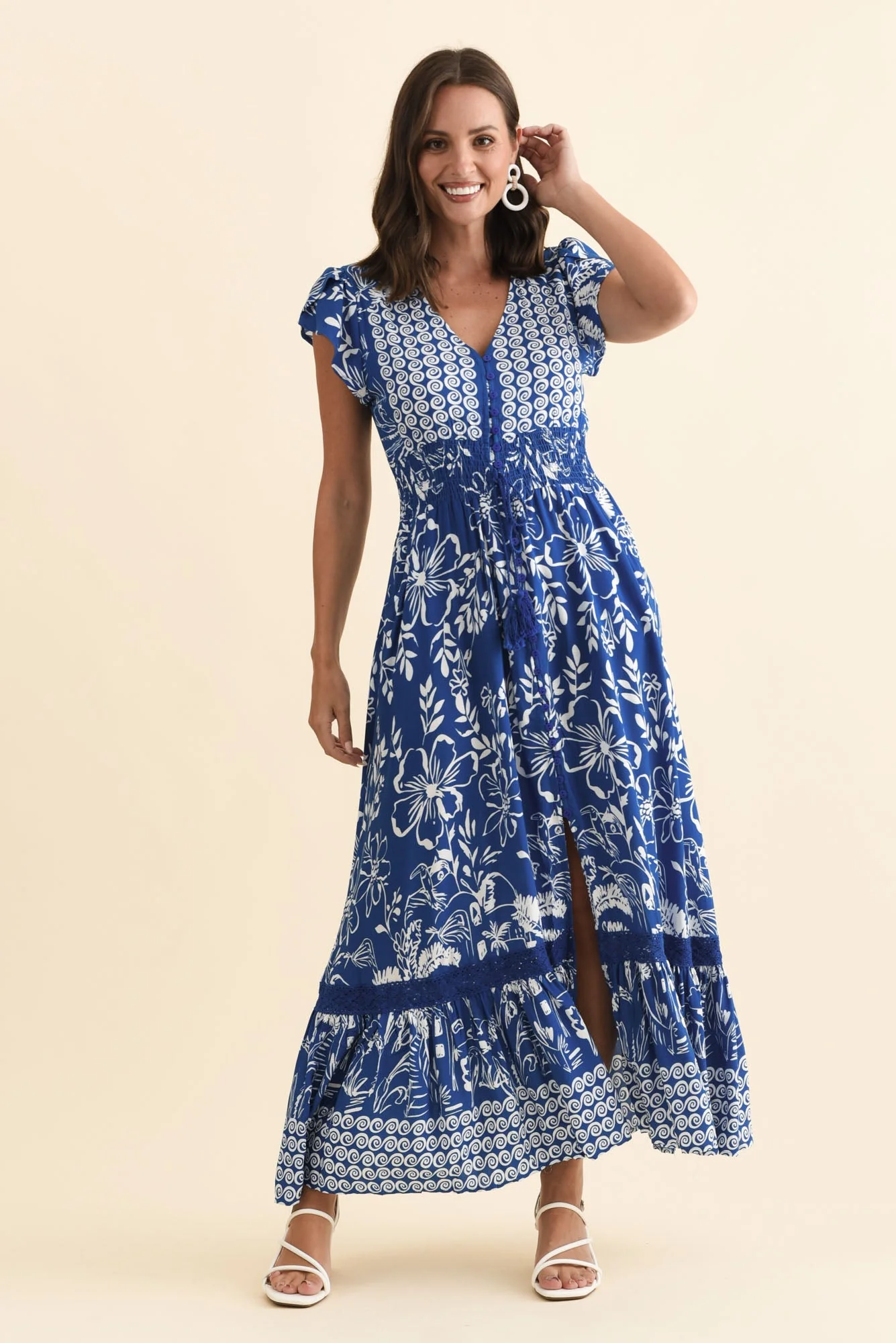 Chappelle Blue Floral Button Dress - Image 2