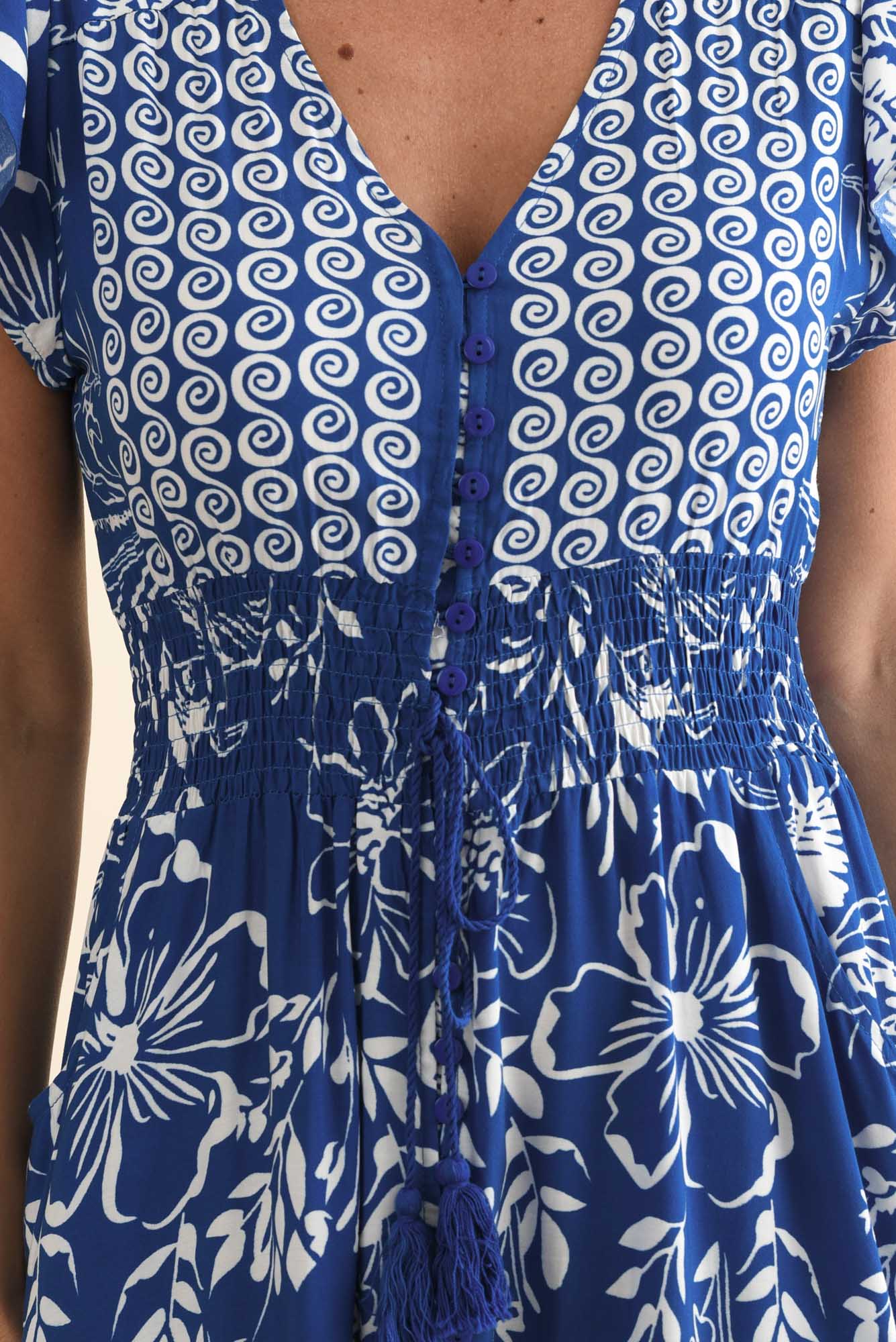 Chappelle Blue Floral Button Dress - Image 5