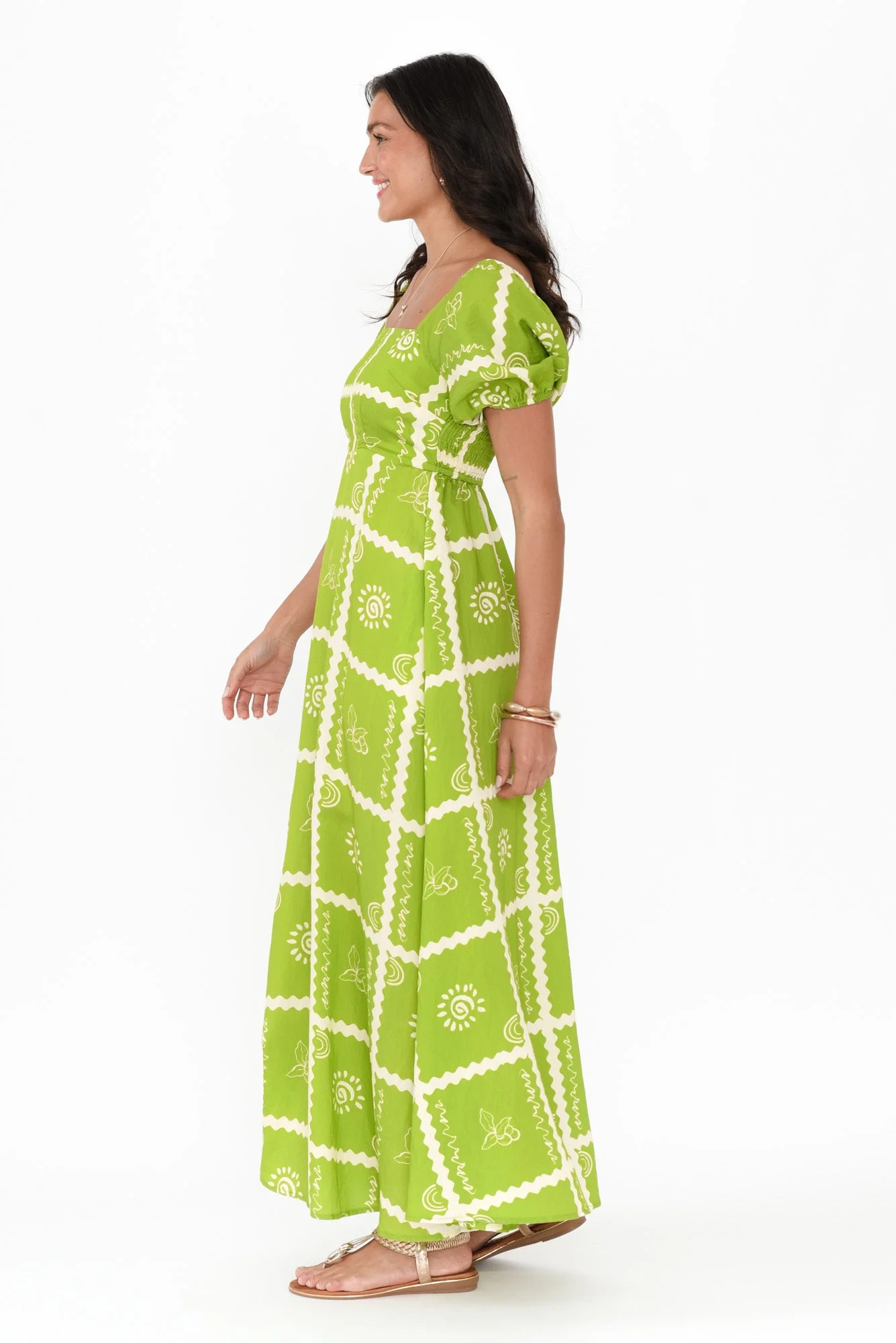 Charlotte Green Tile Maxi Dress - Image 3