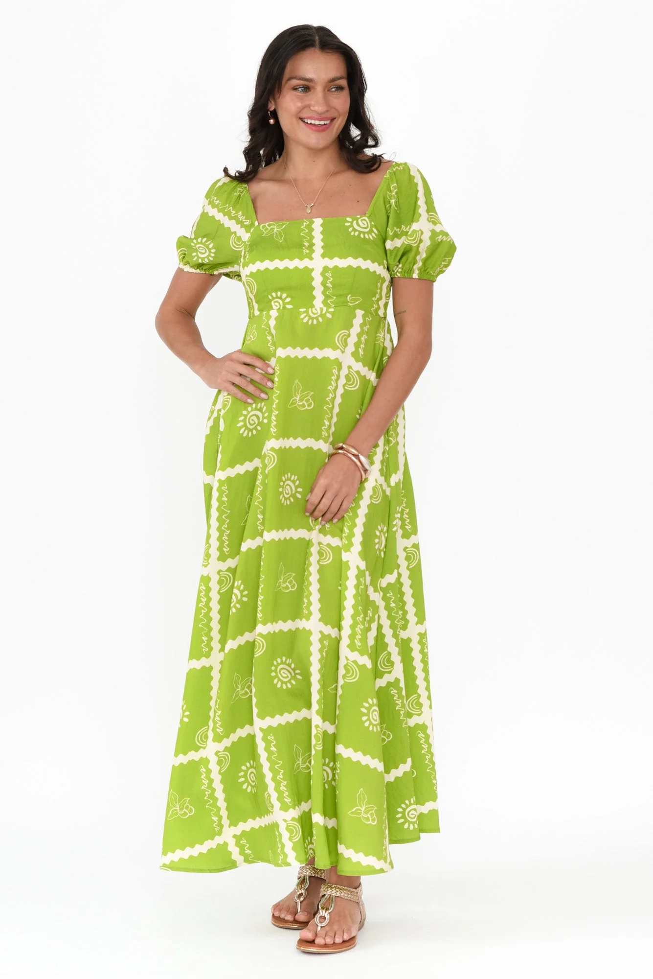 Charlotte Green Tile Maxi Dress - Image 6
