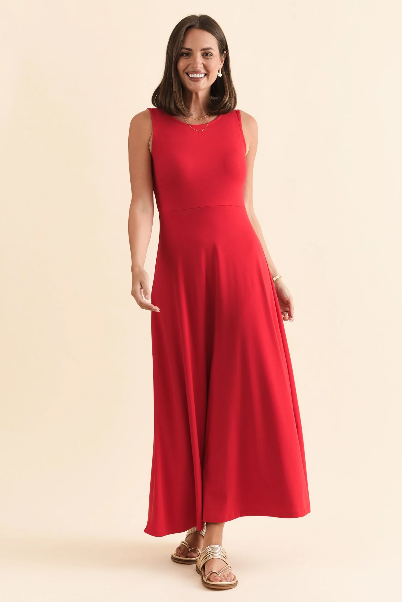 Charlotte Red Bamboo Maxi Dress - Image 2