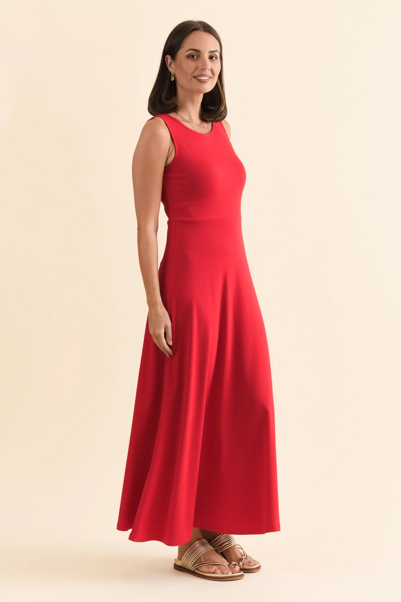 Charlotte Red Bamboo Maxi Dress - Image 3