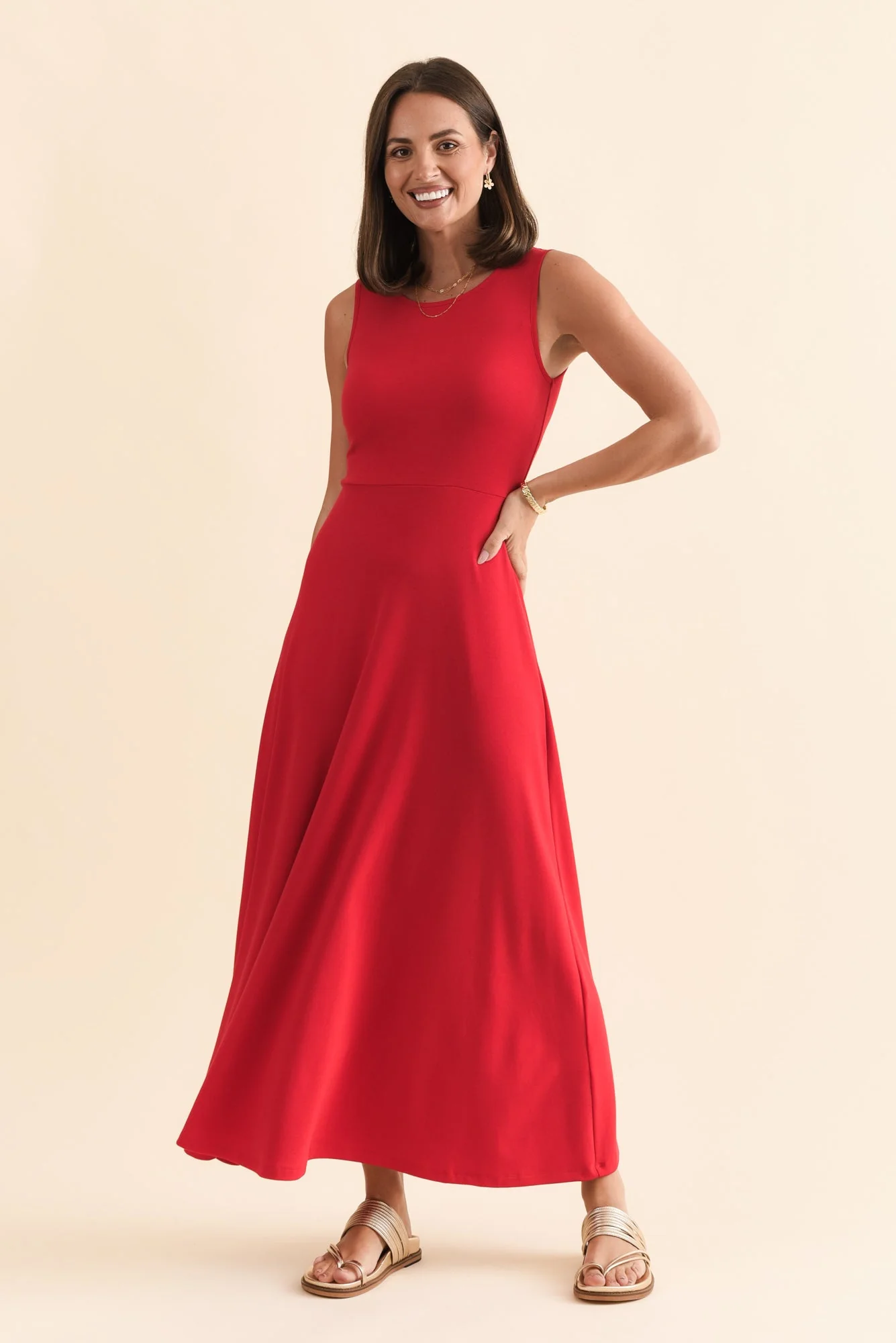 Charlotte Red Bamboo Maxi Dress - Image 6