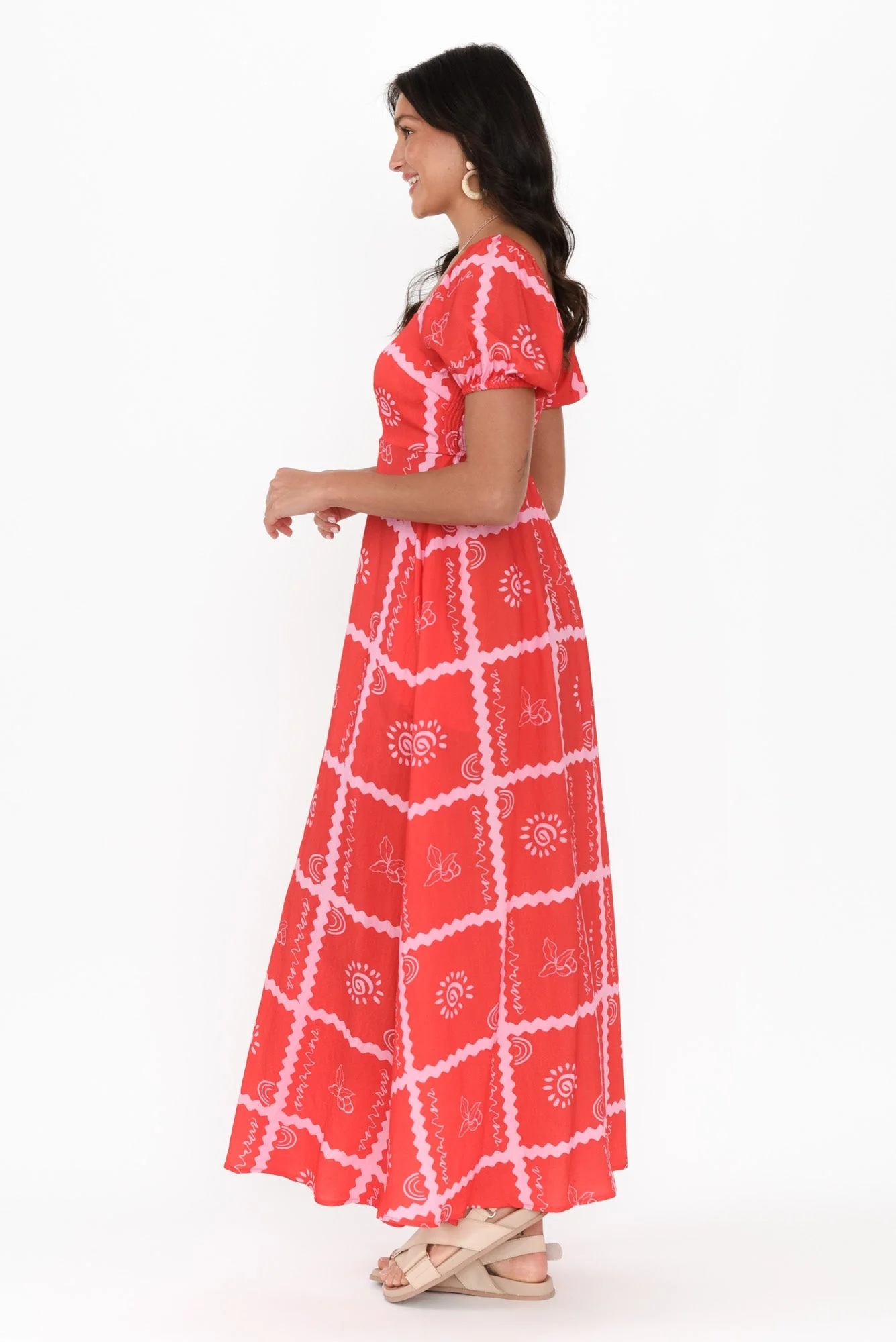 Charlotte Red Tile Maxi Dress - Image 3
