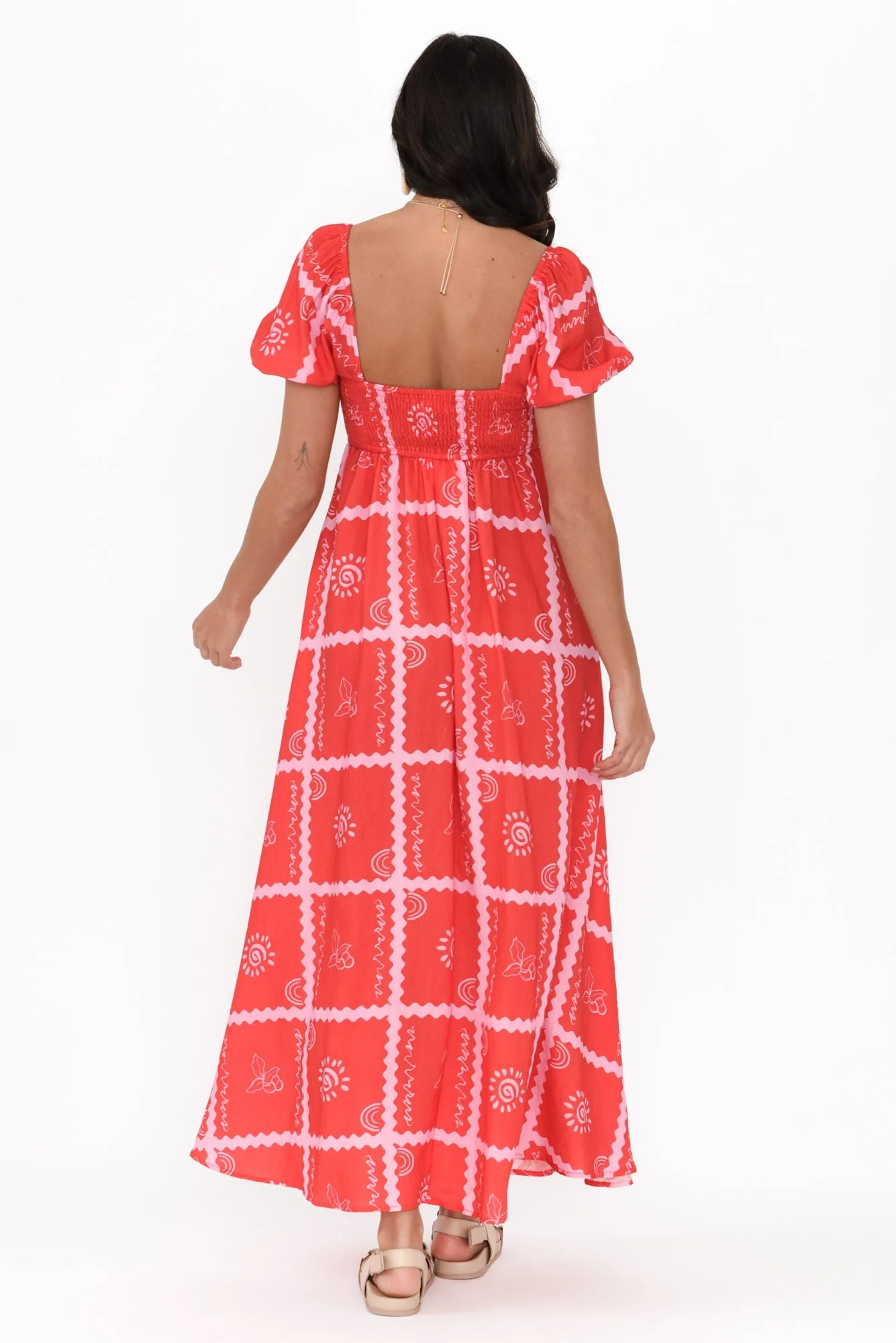 Charlotte Red Tile Maxi Dress - Image 4