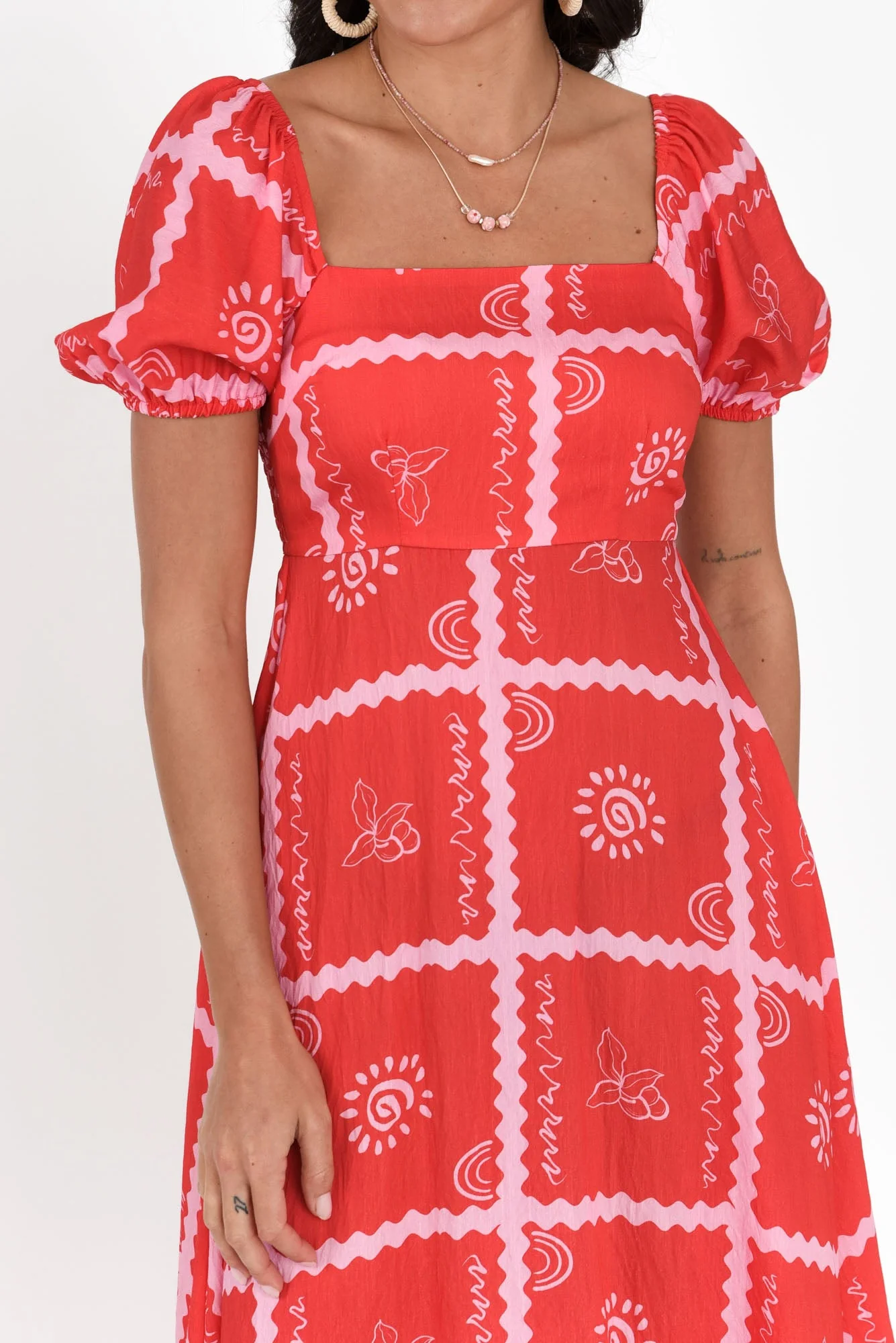 Charlotte Red Tile Maxi Dress - Image 5