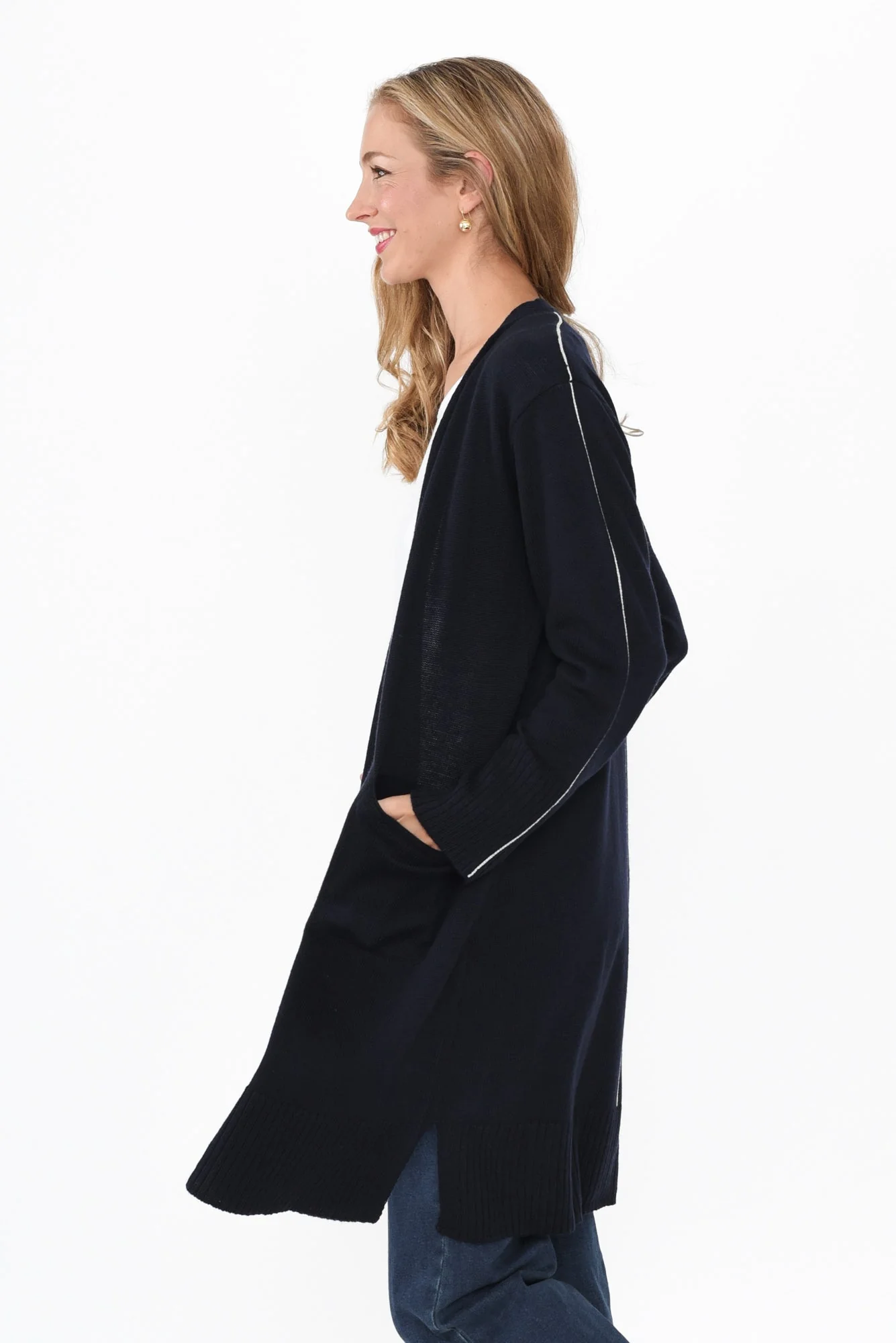 Charter Navy Knit Pocket Cardigan - Image 3