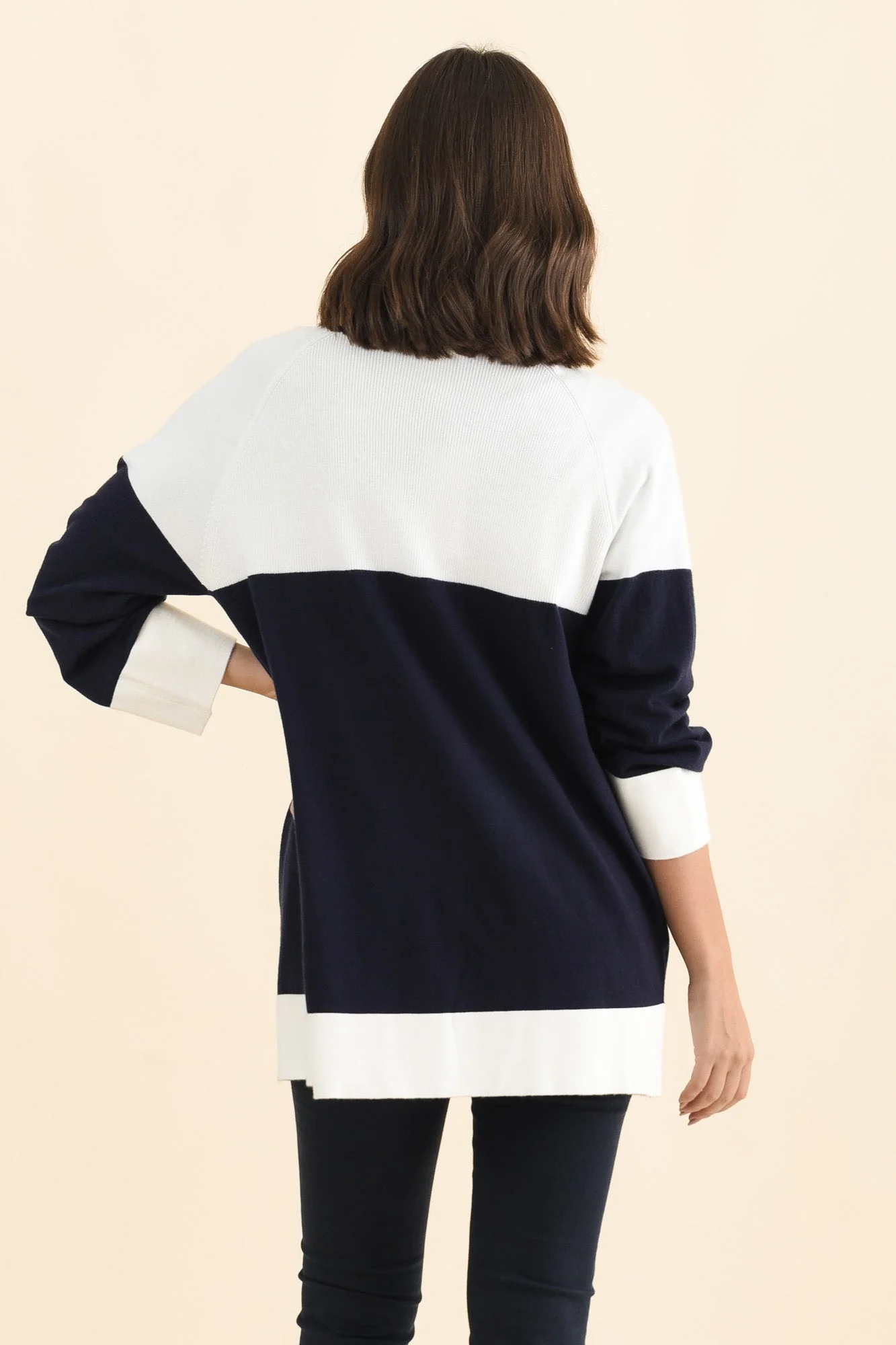Chase Navy Contrast Knit Cardigan - Image 5