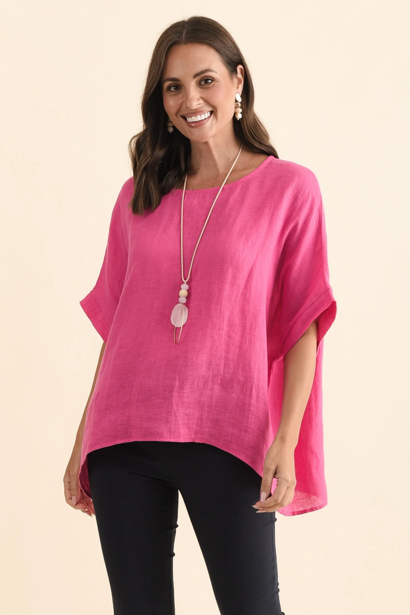 Chaya Hot Pink Linen Top - Image 2