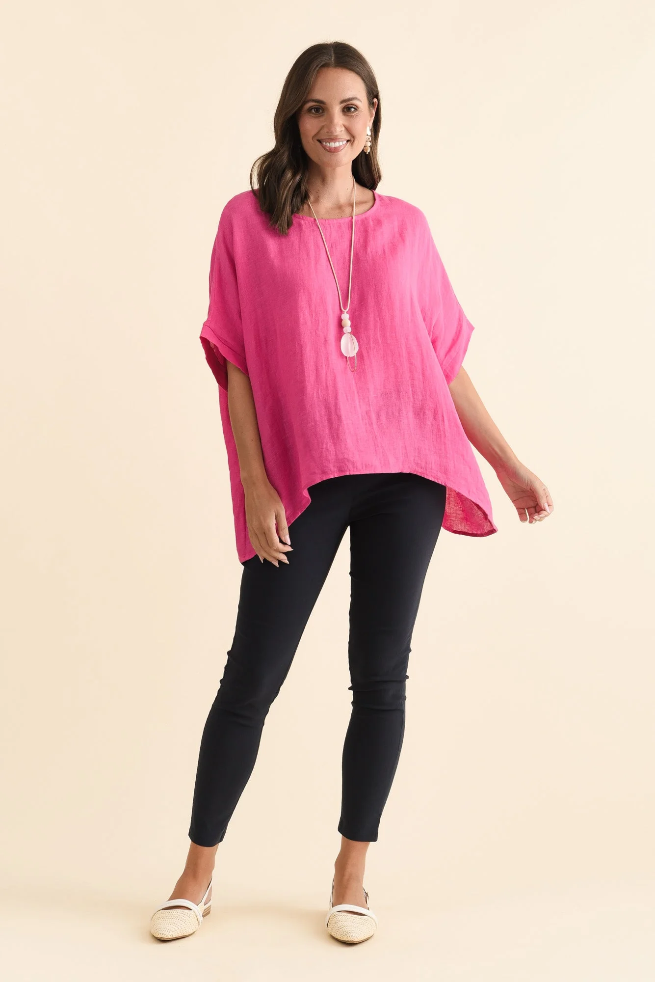 Chaya Hot Pink Linen Top - Image 3