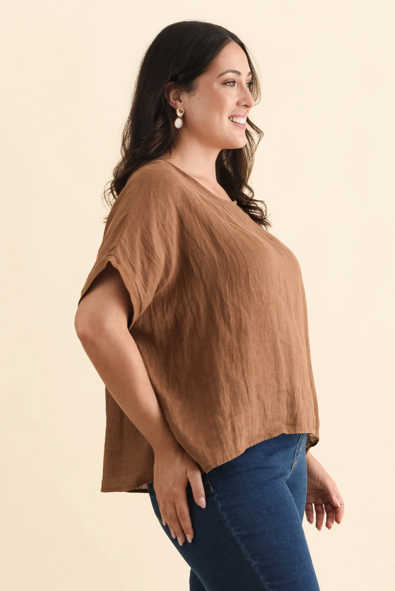 Chaya Mocha Linen Top - Image 10