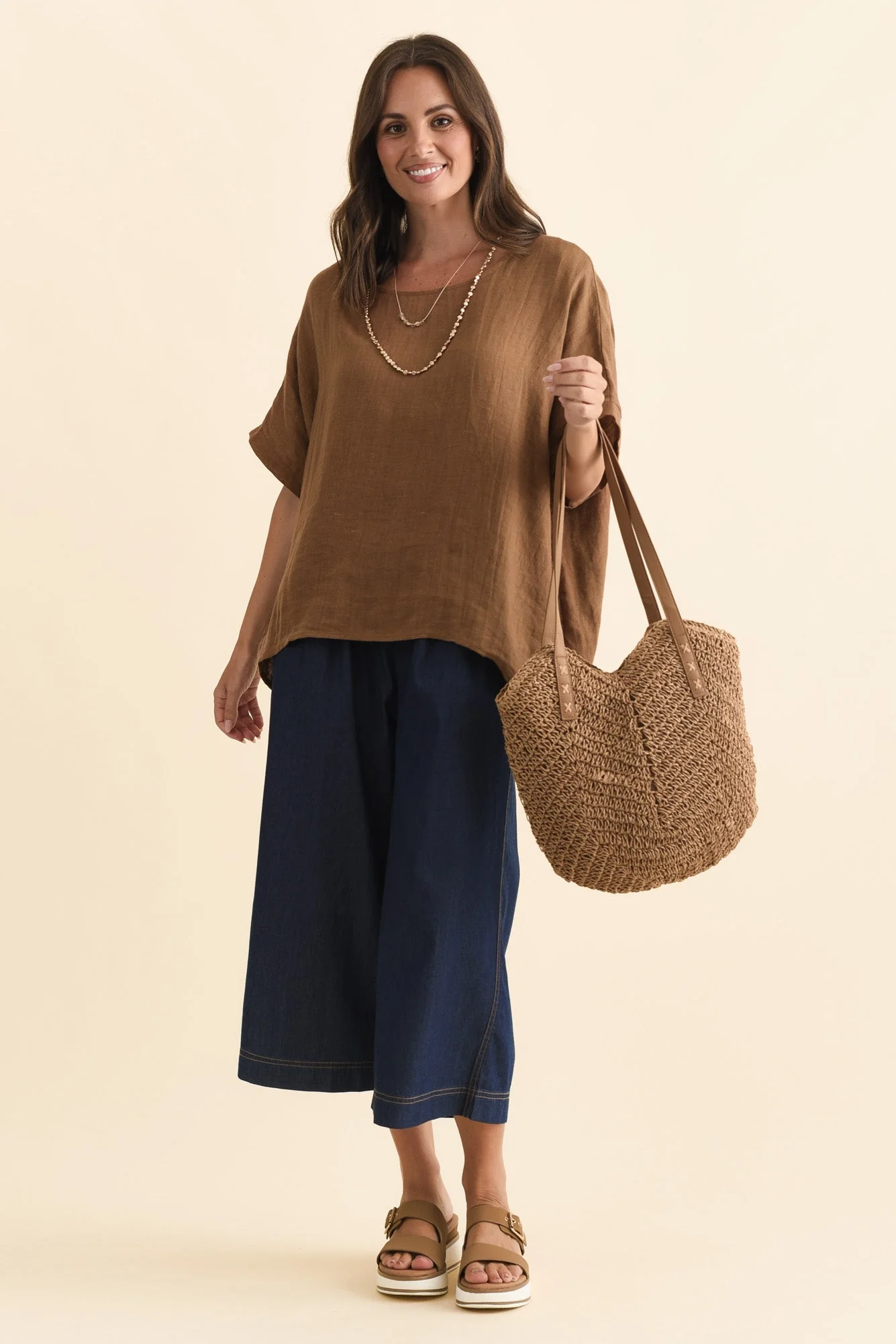Chaya Mocha Linen Top - Image 3