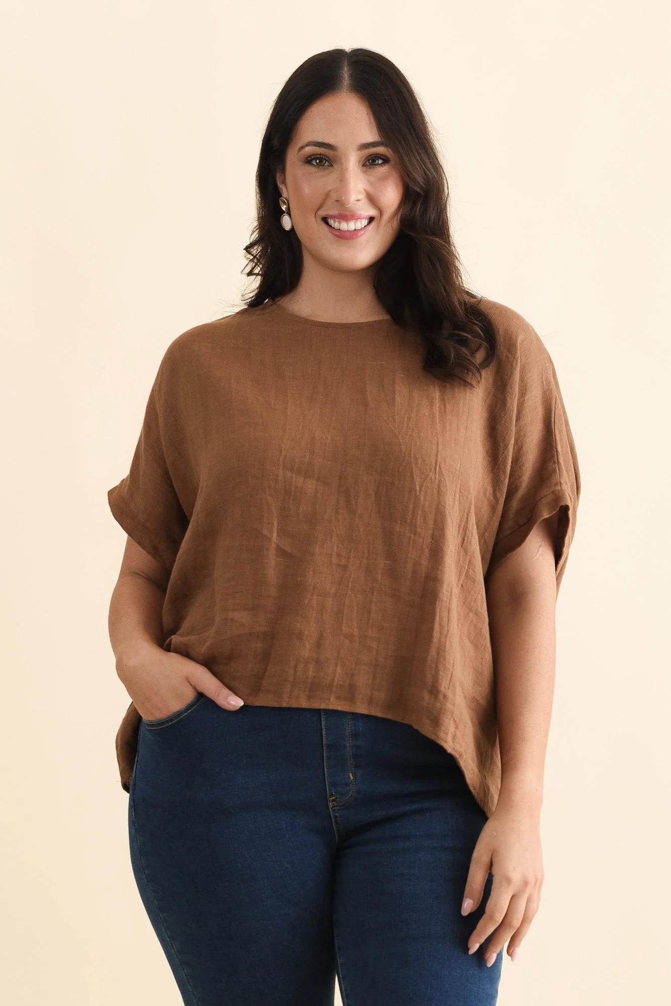 Chaya Mocha Linen Top - Image 8