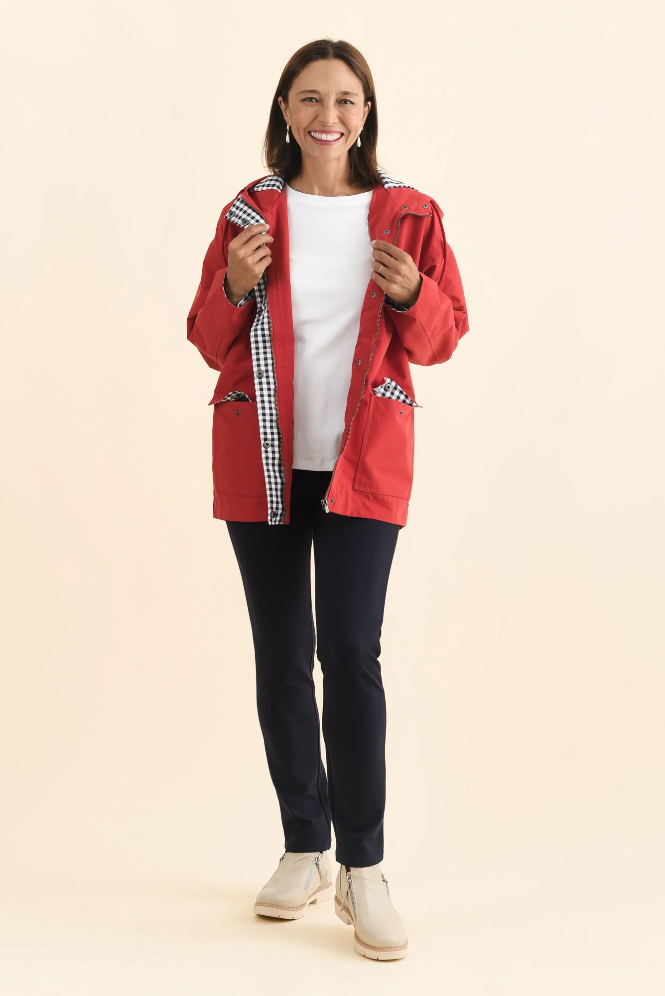 Chelsea Red Hooded Raincoat - Image 6