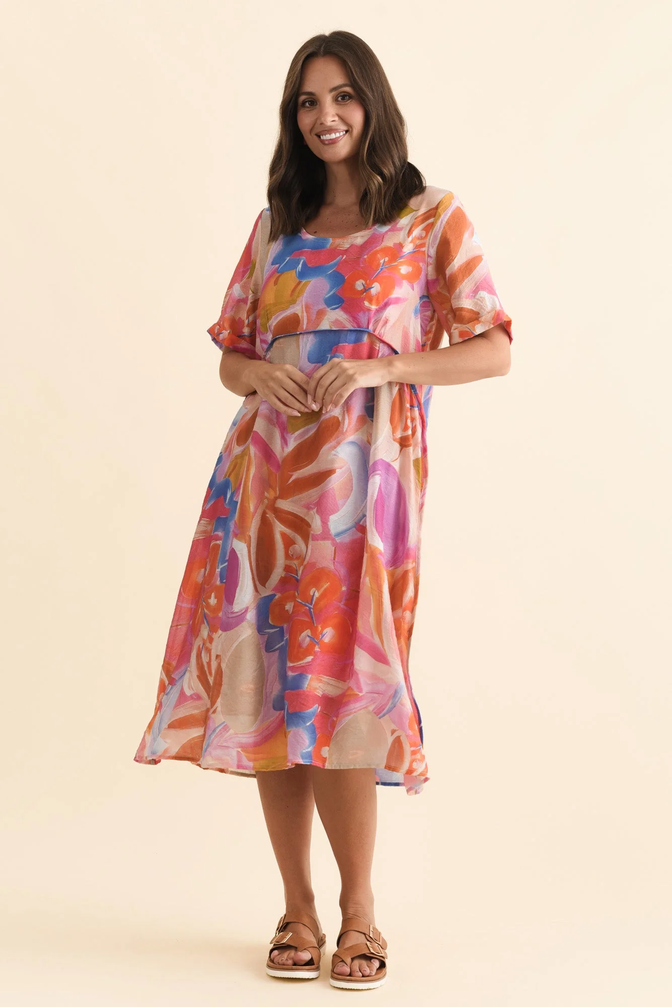 Christie Orange Floral Pocket Dress - Image 2