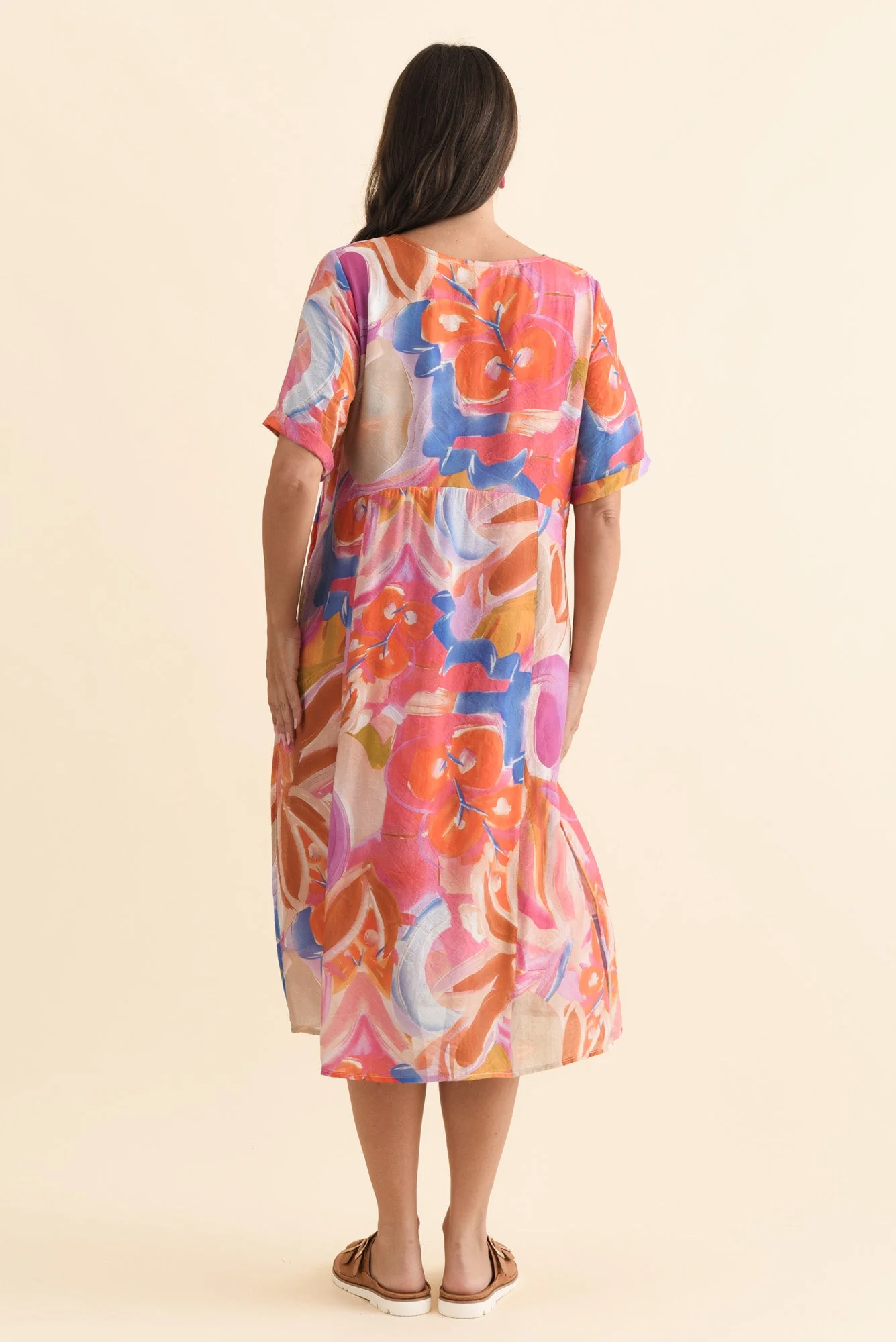 Christie Orange Floral Pocket Dress - Image 4