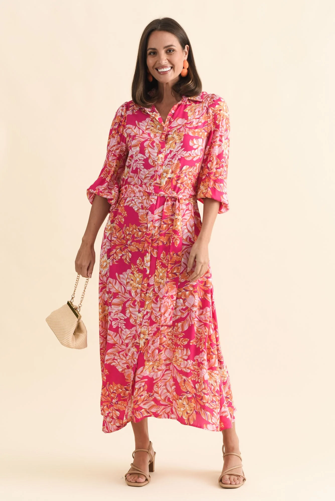 Ciera Pink Floral Shirt Dress - Image 2