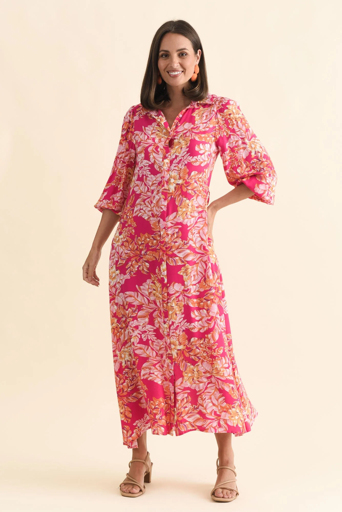 Ciera Pink Floral Shirt Dress - Image 7
