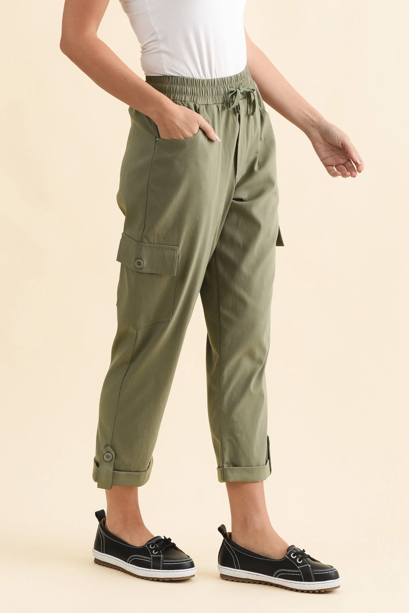 Cindy Sage Denim Cargo Pants - Image 3