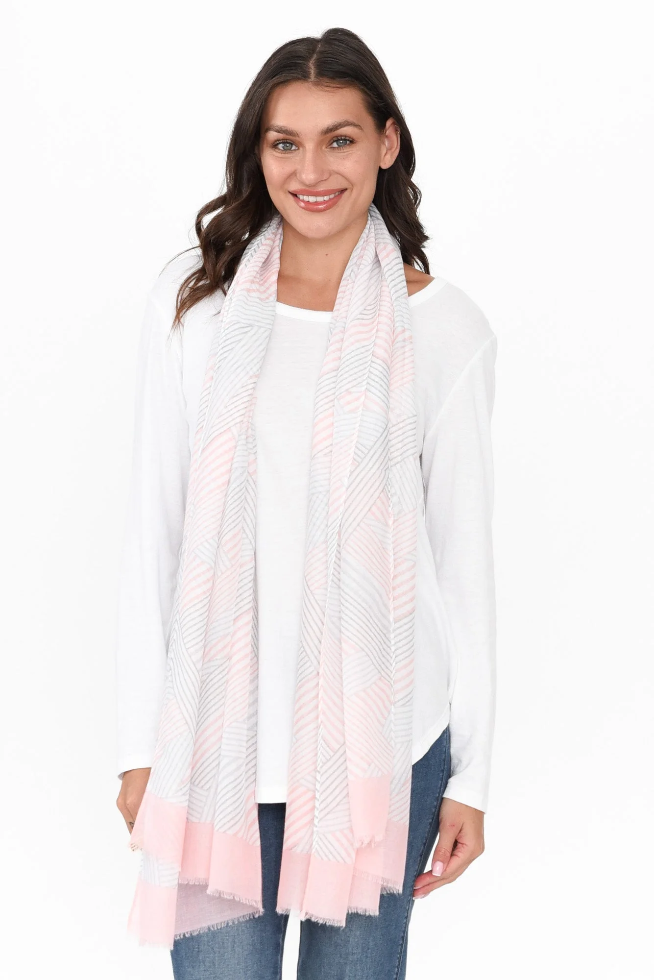 Claret Pink Stripe Scarf - Image 2