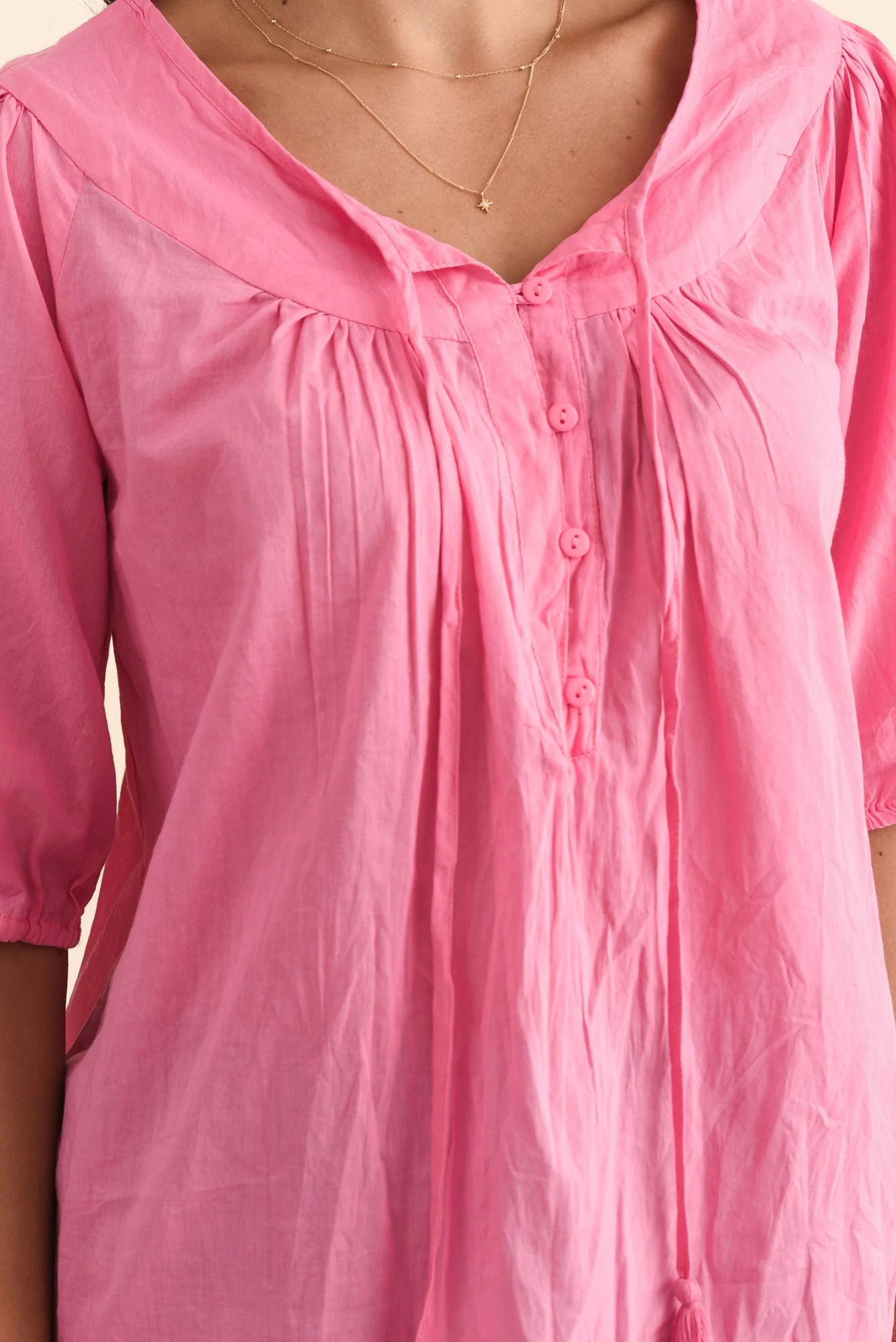 Claris Bright Pink Crinkle Cotton Top - Image 5