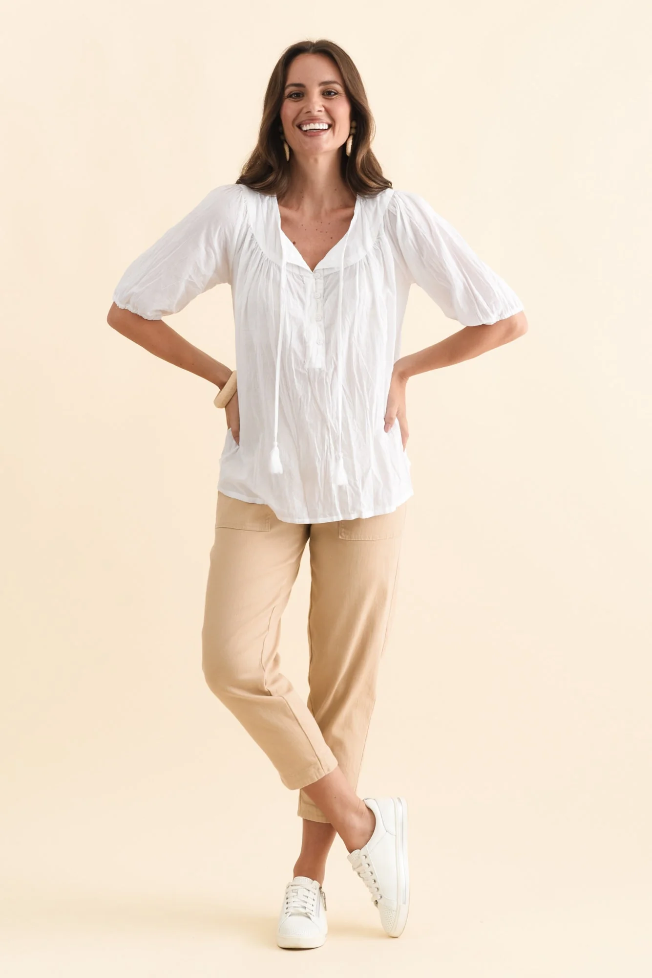 Claris White Crinkle Cotton Top - Image 2