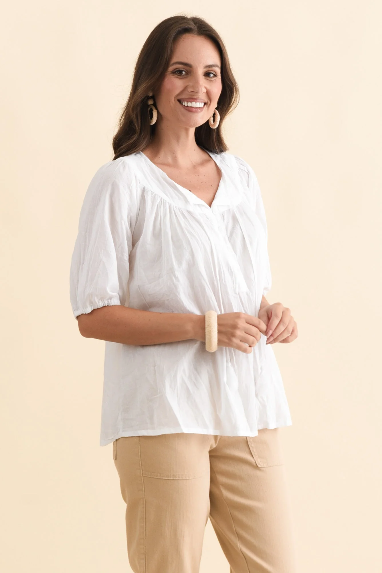 Claris White Crinkle Cotton Top - Image 3
