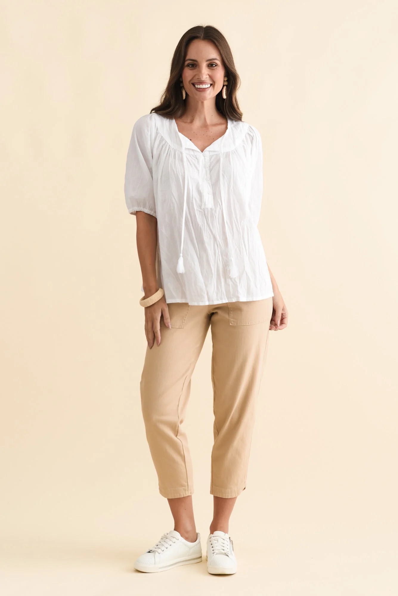 Claris White Crinkle Cotton Top - Image 6