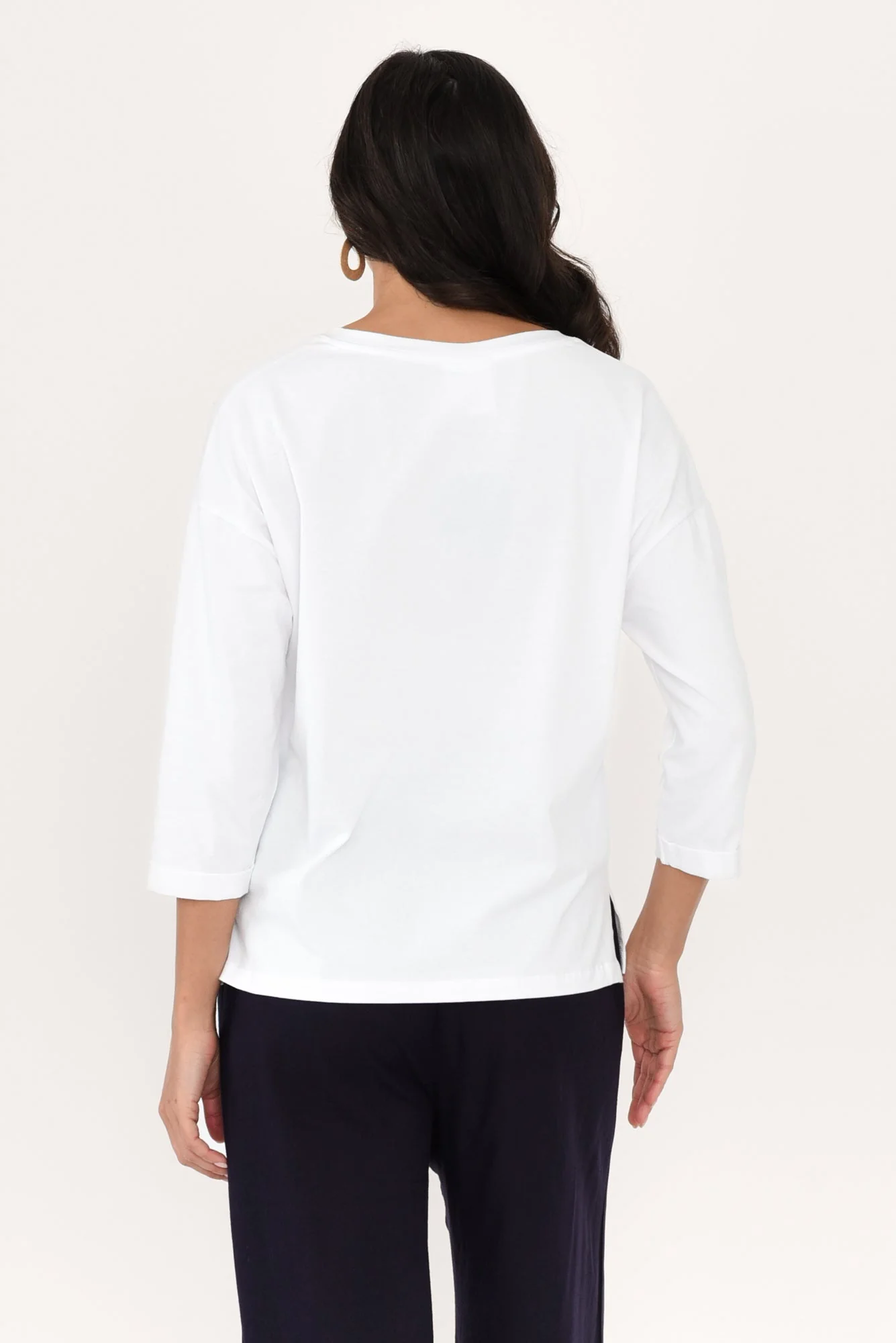 Clarke White Cotton 3/4 Sleeved Top - Image 4