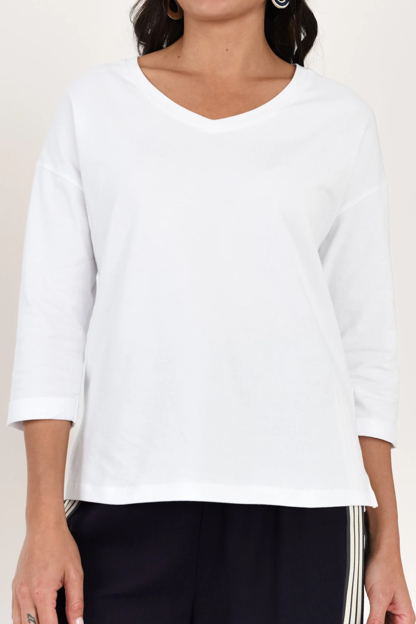 Clarke White Cotton 3/4 Sleeved Top - Image 5