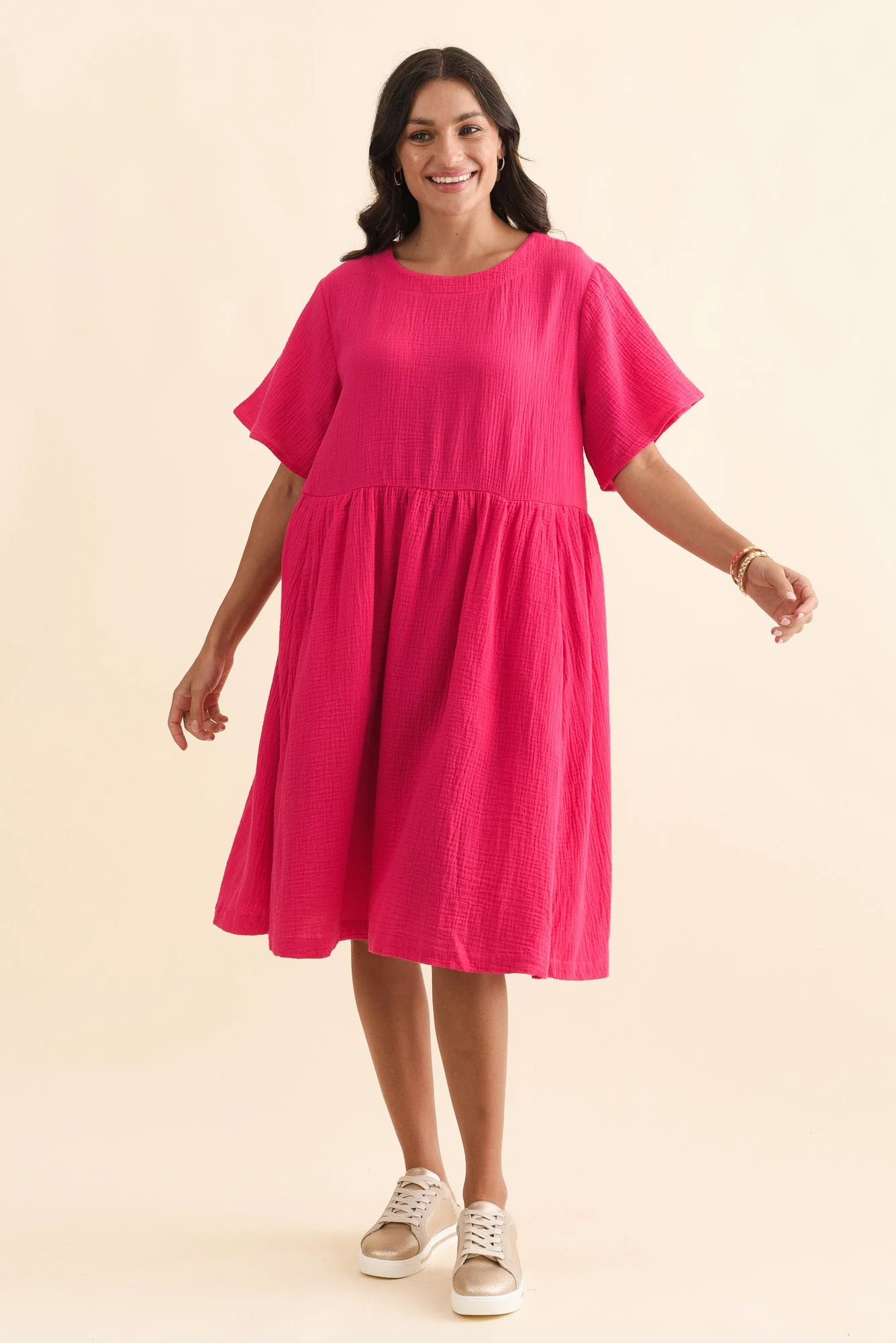 Cloud Gauze Pink Cotton Pocket Dress - Image 2