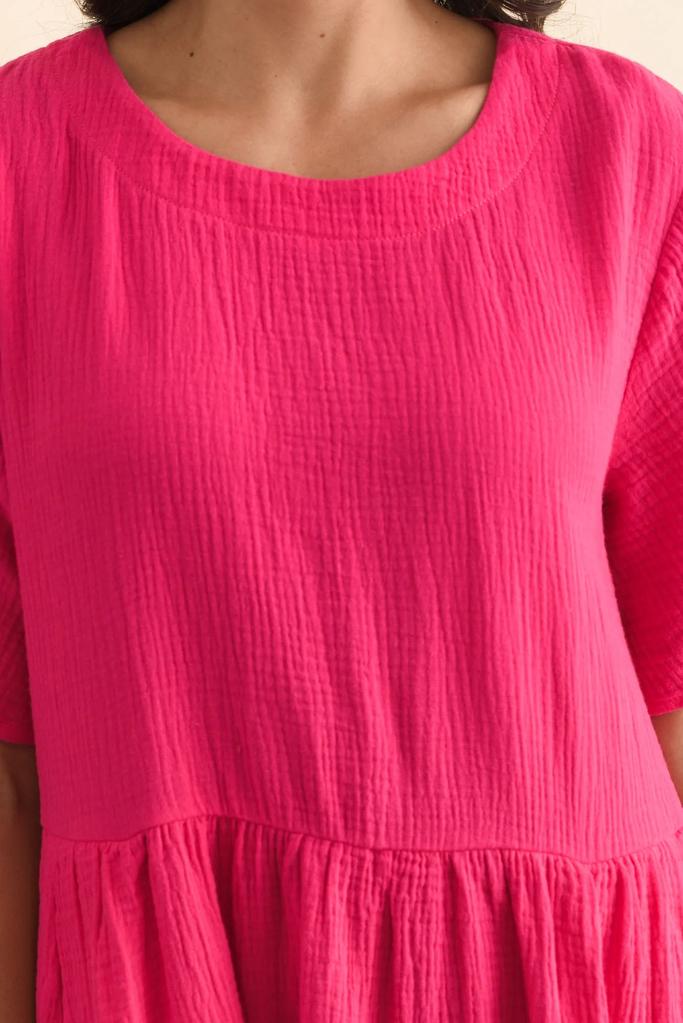 Cloud Gauze Pink Cotton Pocket Dress - Image 5