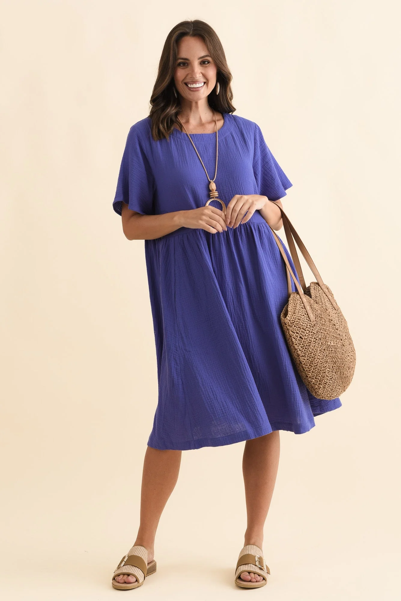 Cloud Gauze Purple Cotton Pocket Dress - Image 2