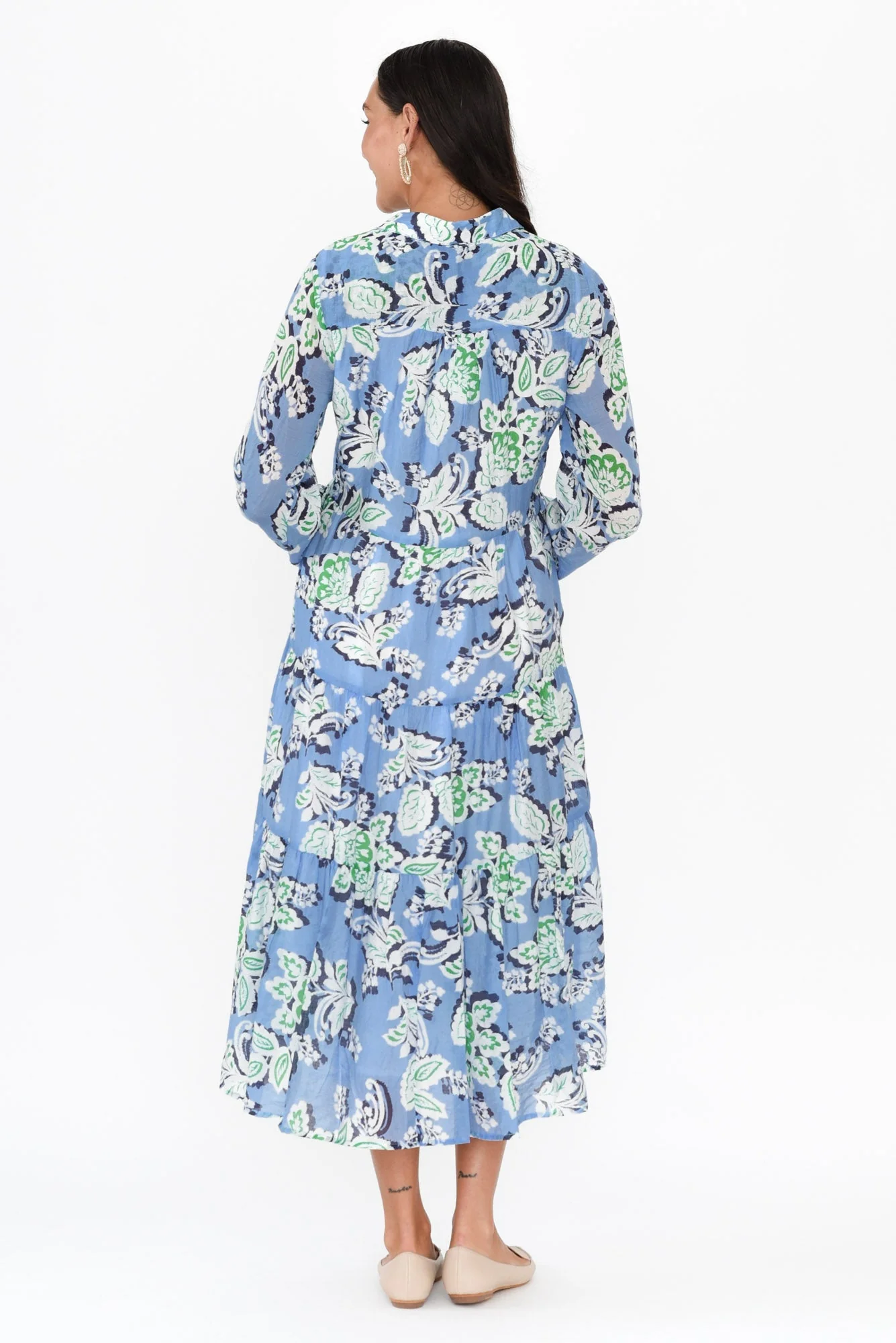 Coastal Blue Leaf Collared Dress - Image 5
