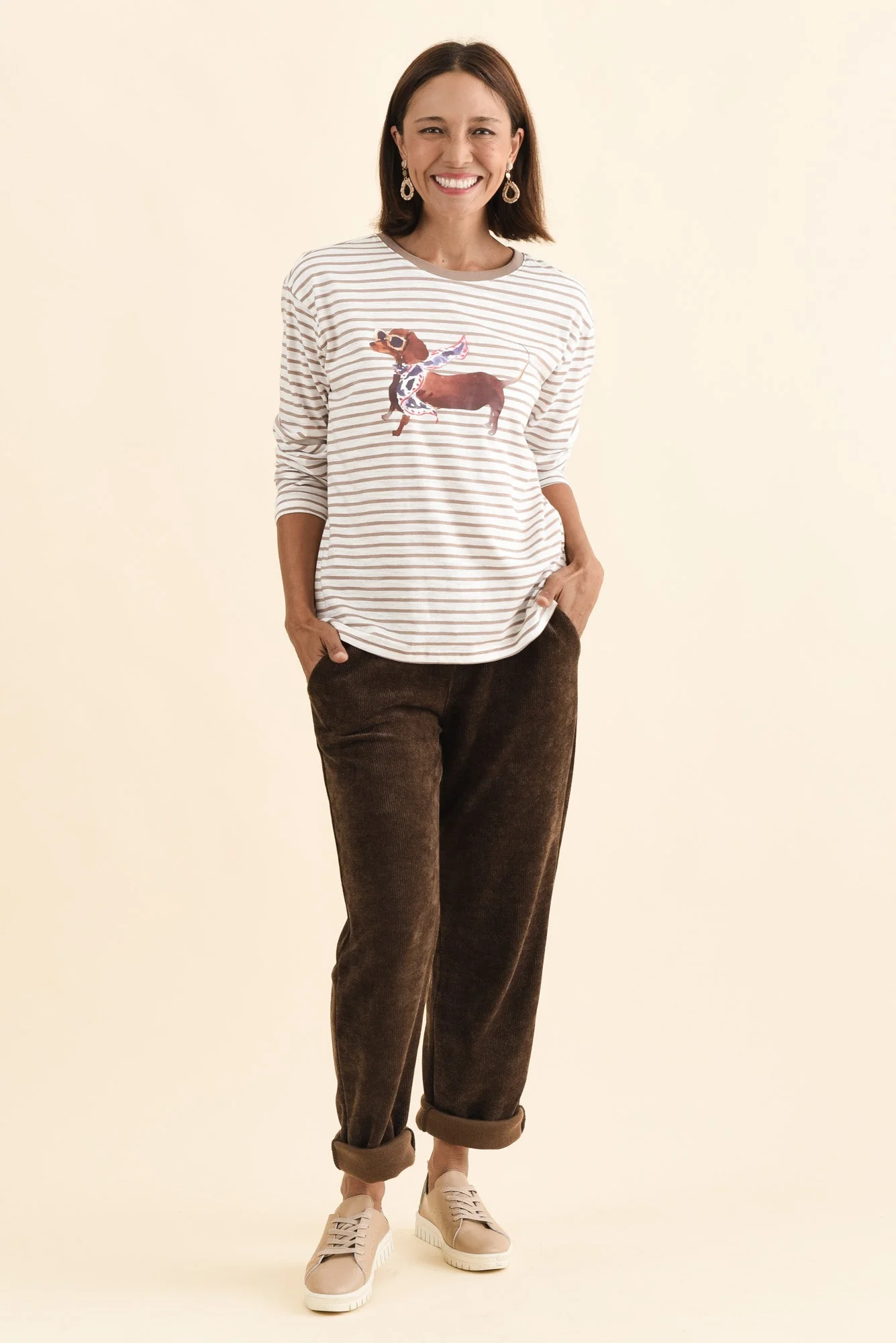 Coco Beige Stripe Long Sleeve Tee - Image 2