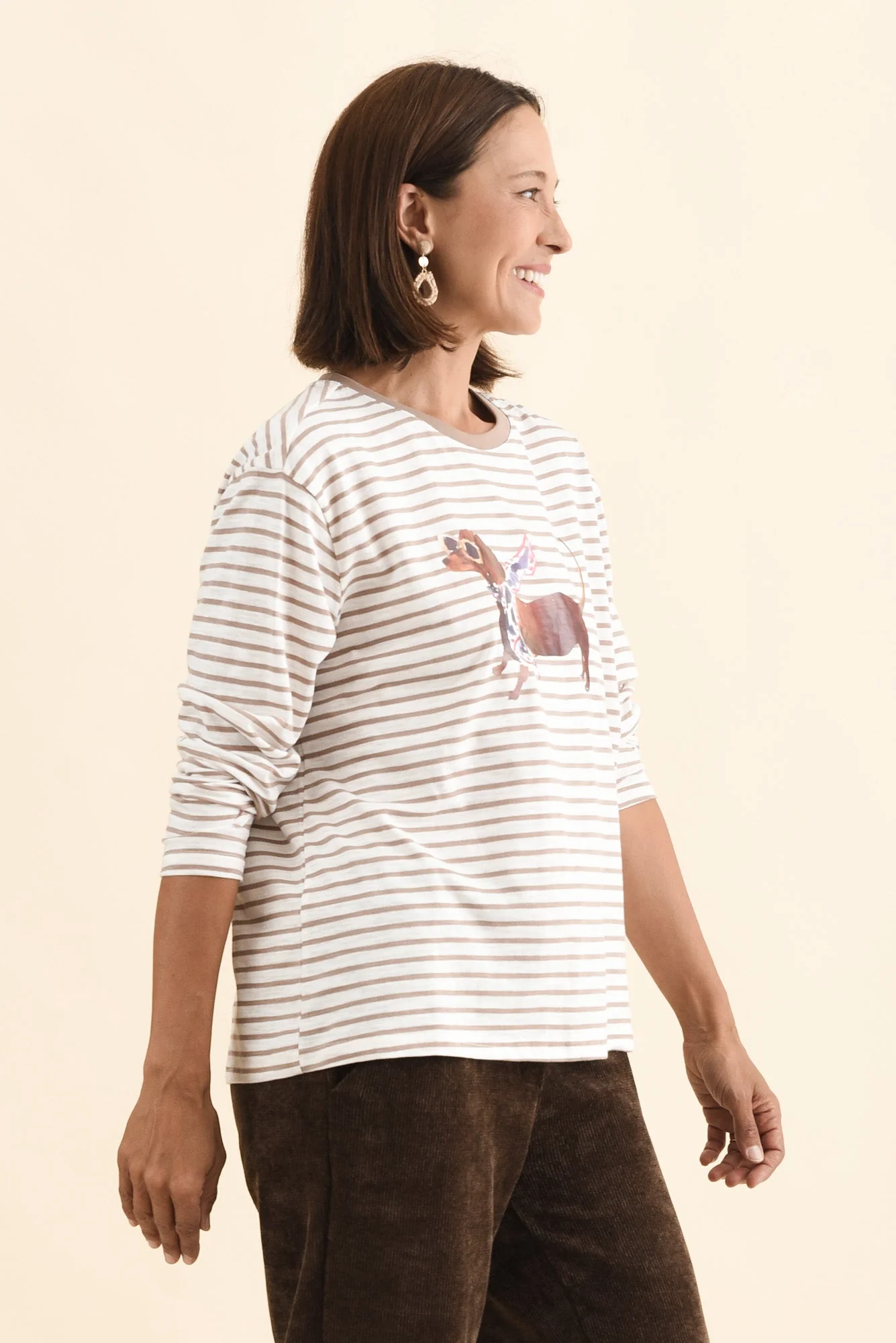 Coco Beige Stripe Long Sleeve Tee - Image 3