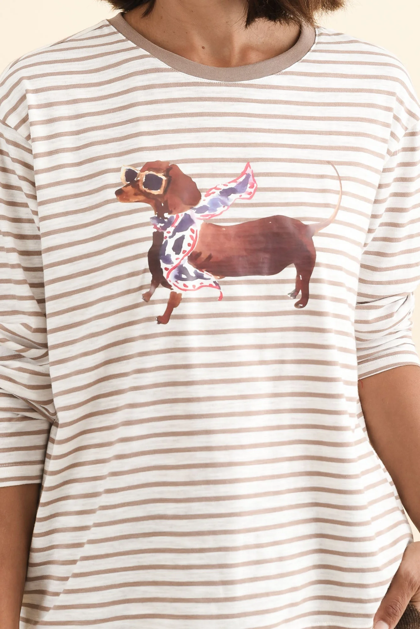 Coco Beige Stripe Long Sleeve Tee - Image 5